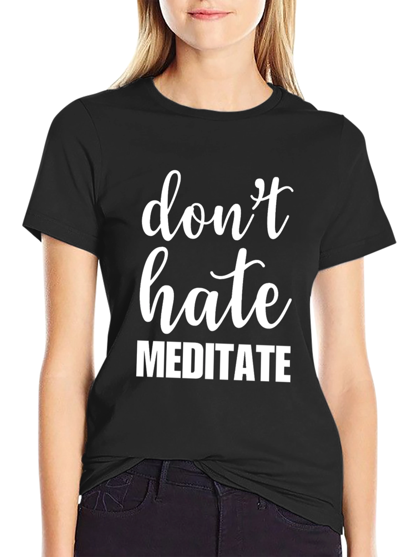Black Don't Hate Meditate Graphic Tee - Men's Black T-Shirt view 2