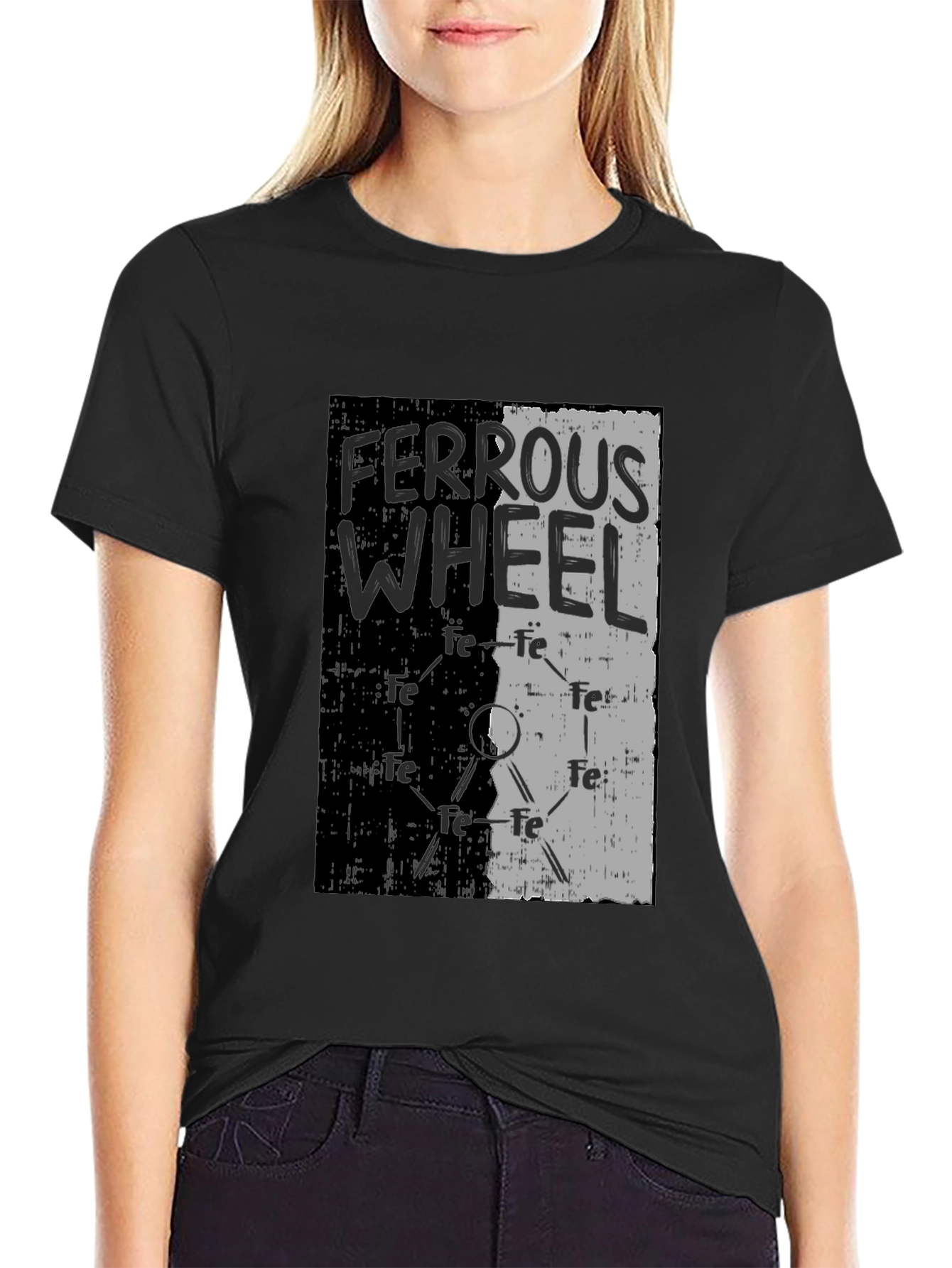 Black Ferrous Wheel Graphic Tee - Black Cotton Blend view 2