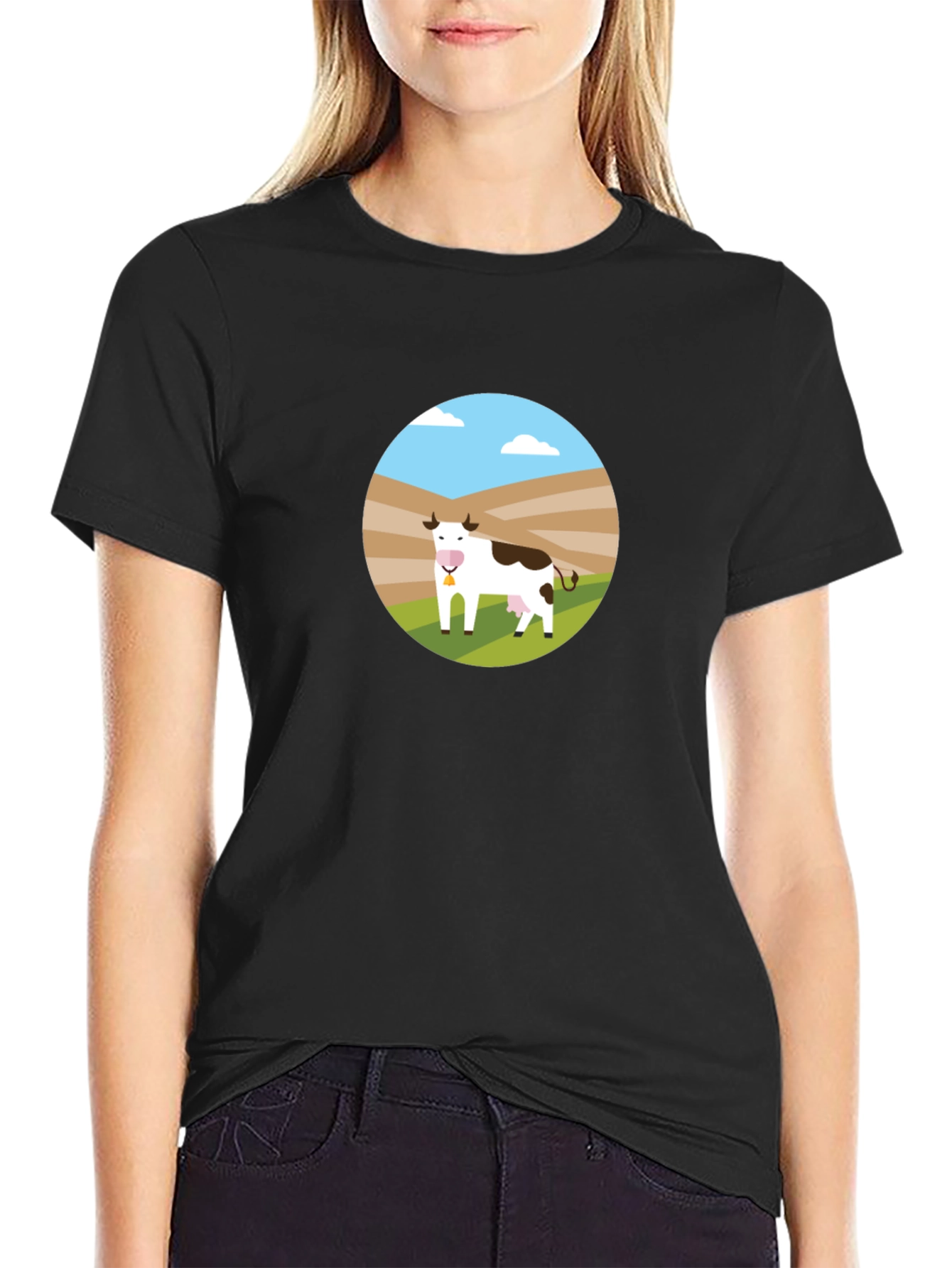 Black Cow Graphic Black T-Shirt view 2
