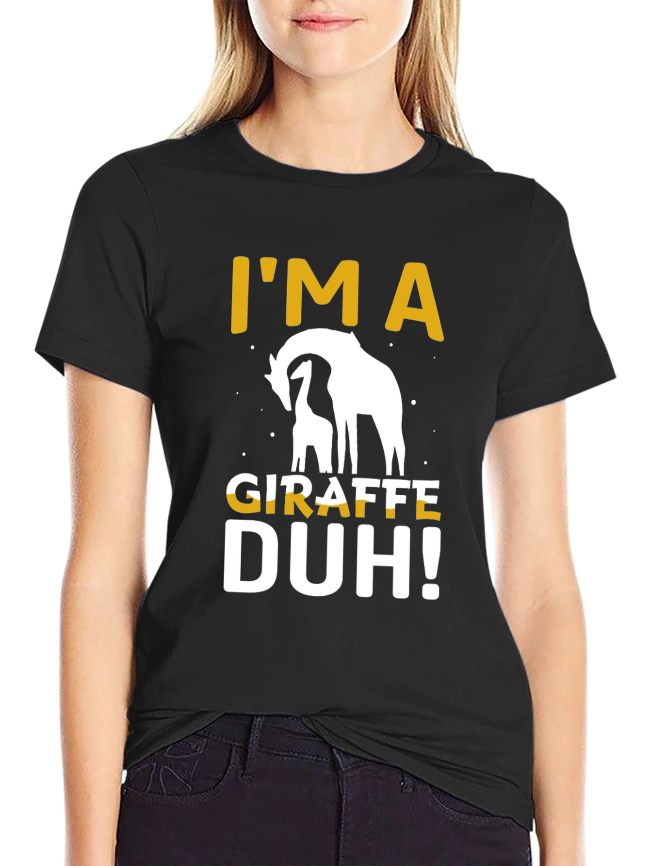 Black I'm a Giraffe Duh! Novelty Graphic Tee view 2