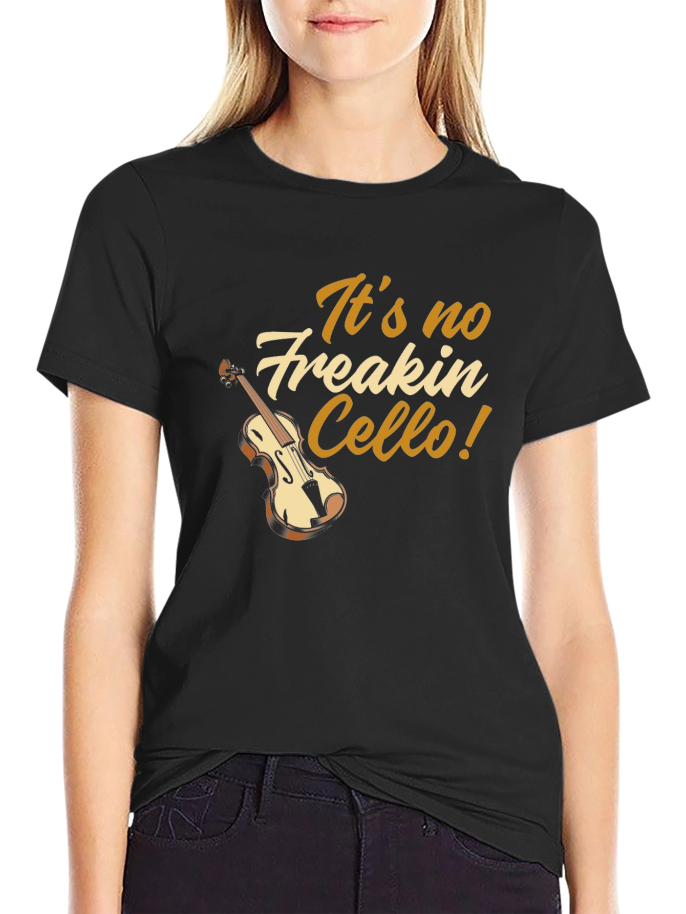 Black It's no Freakin' Cello! Black T-Shirt - Music Lover Gift view 2