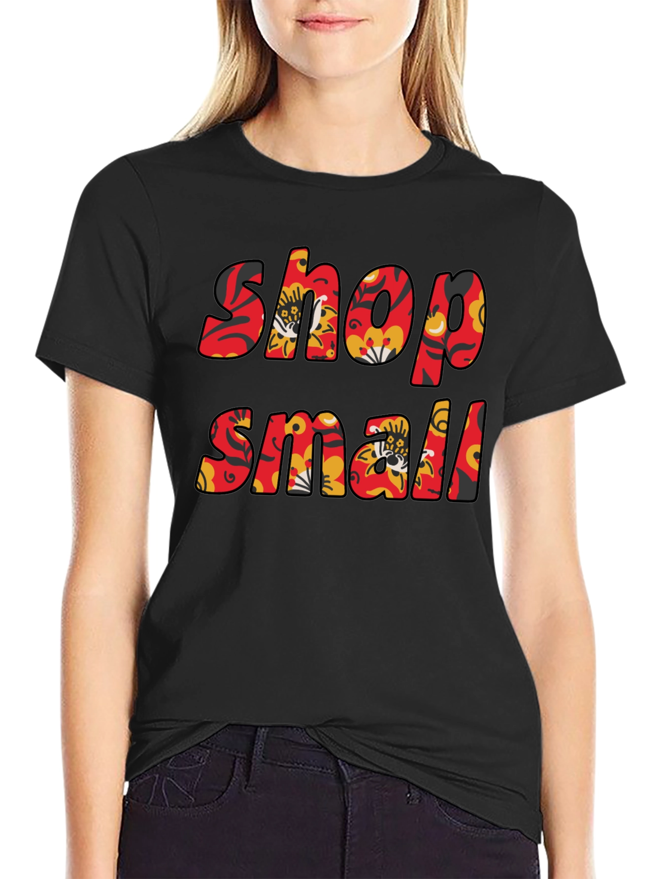 Black Shop Small Floral T-Shirt - Black view 2