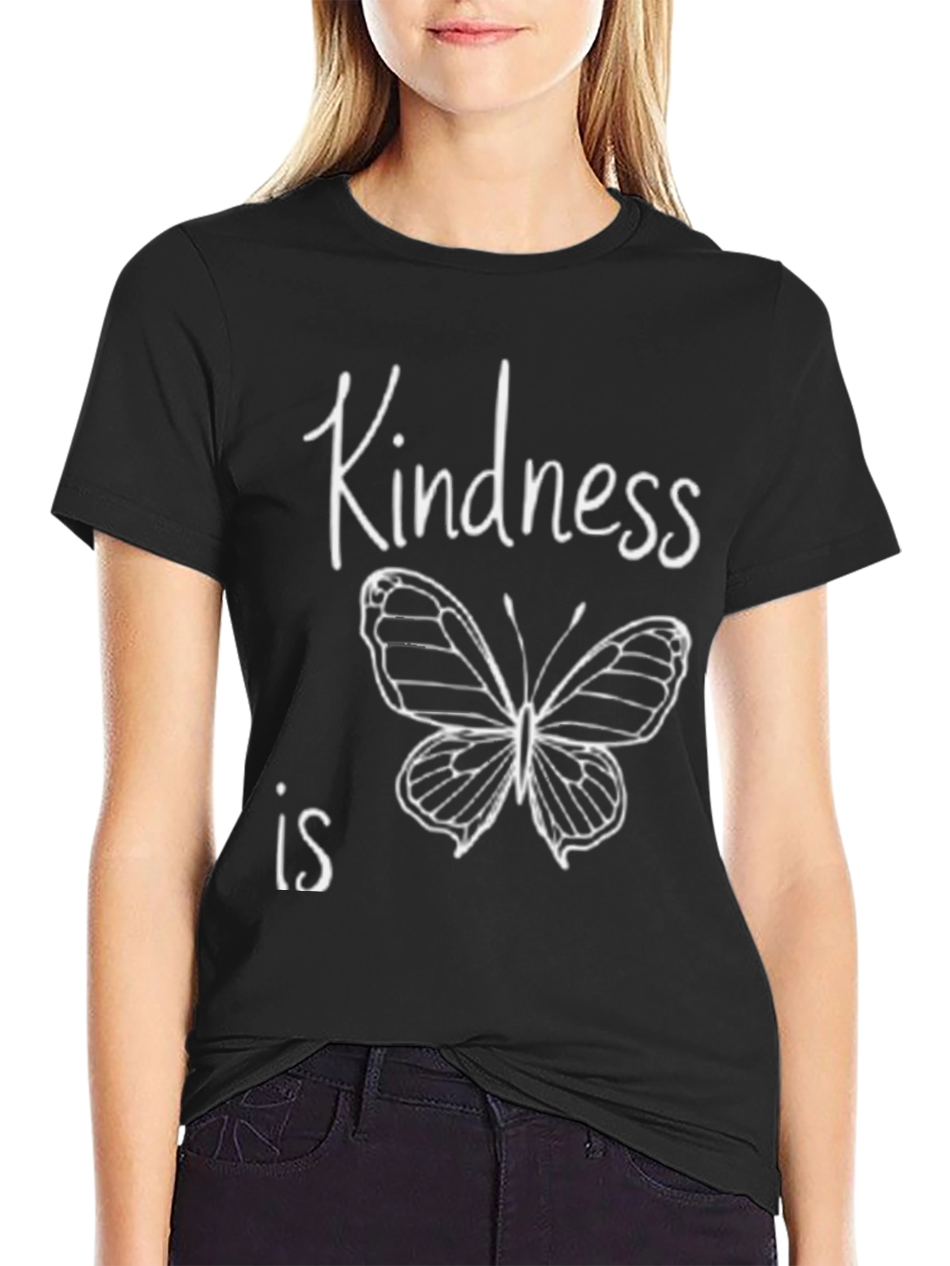 Black Kindness Butterfly Graphic Tee view 2