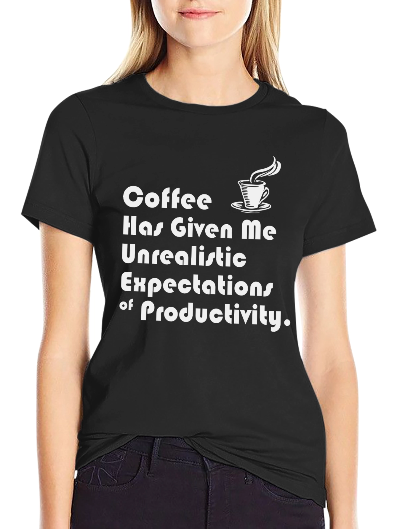 Black Coffee Productivity T-Shirt - Funny Slogan Tee view 2