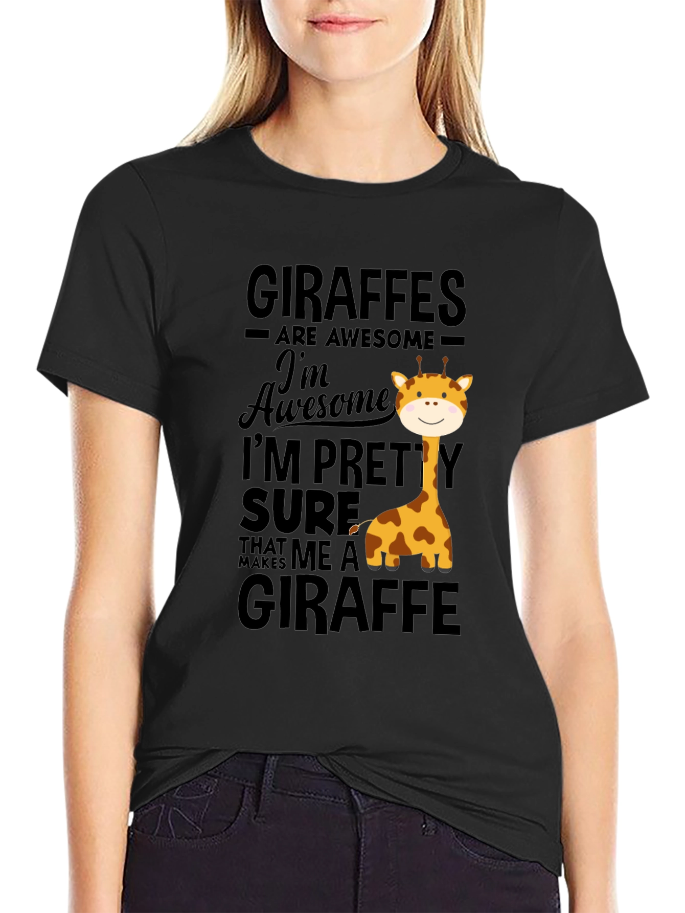Black Giraffe Lover T-Shirt - Awesome Giraffes Tee view 2
