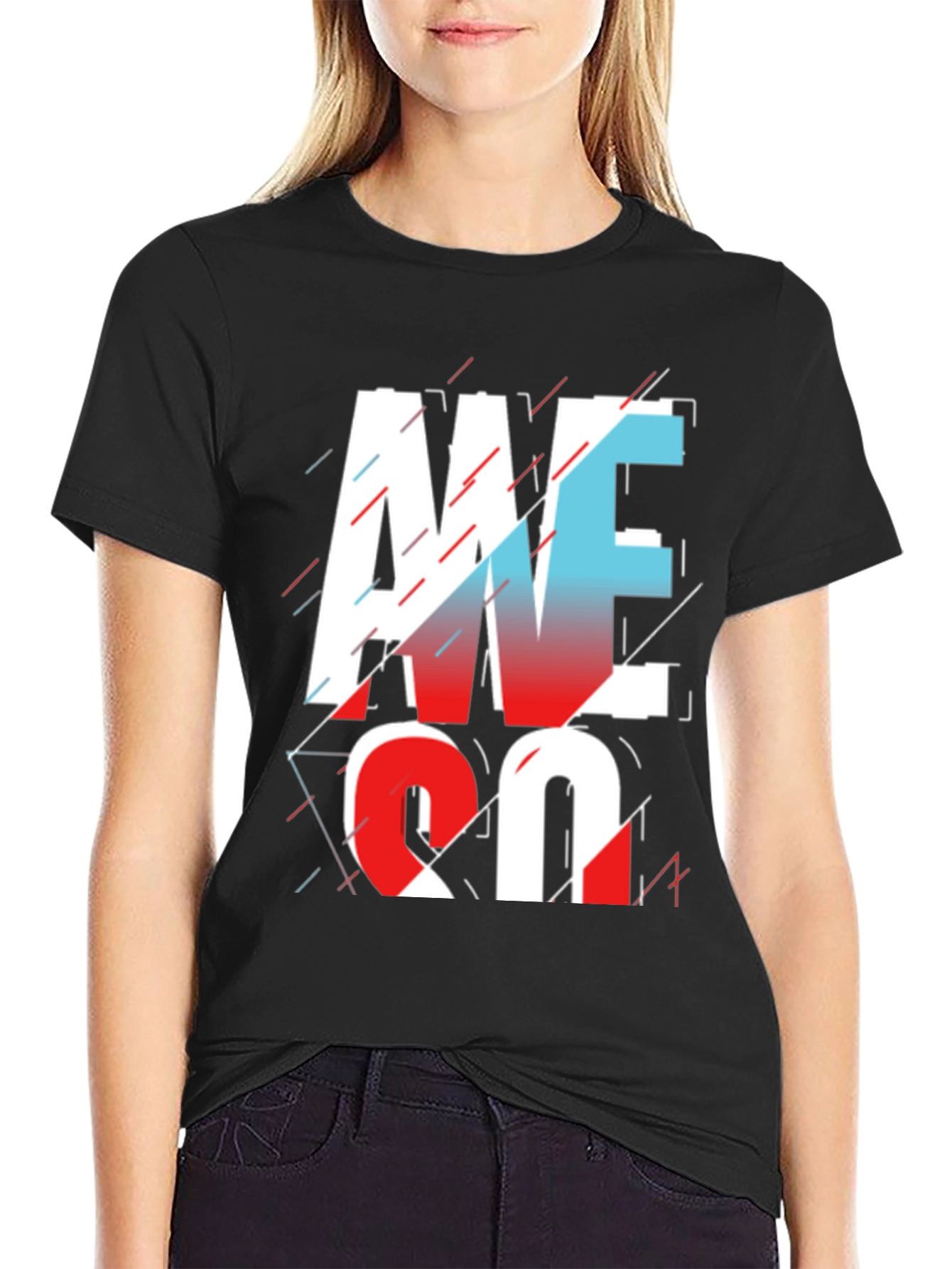 Black Awesome Graphic Print T-Shirt - Black view 2