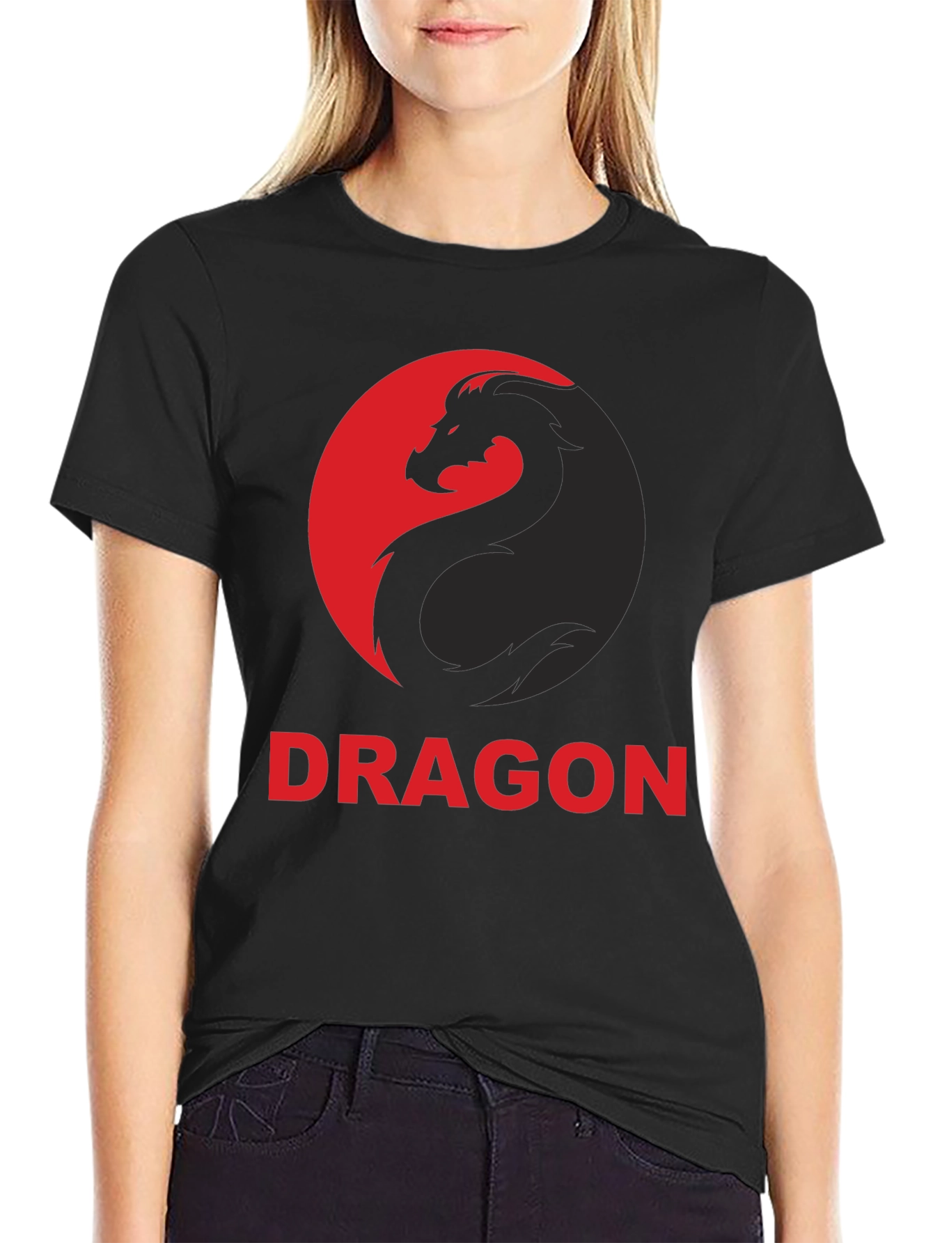 Black Dragon Graphic Tee - Black Cotton T-Shirt view 2
