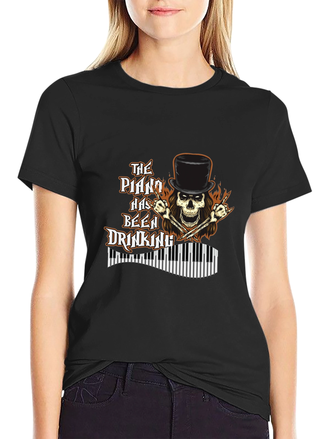 Black The Piano Has Been Drinking Graphic T-Shirt view 2