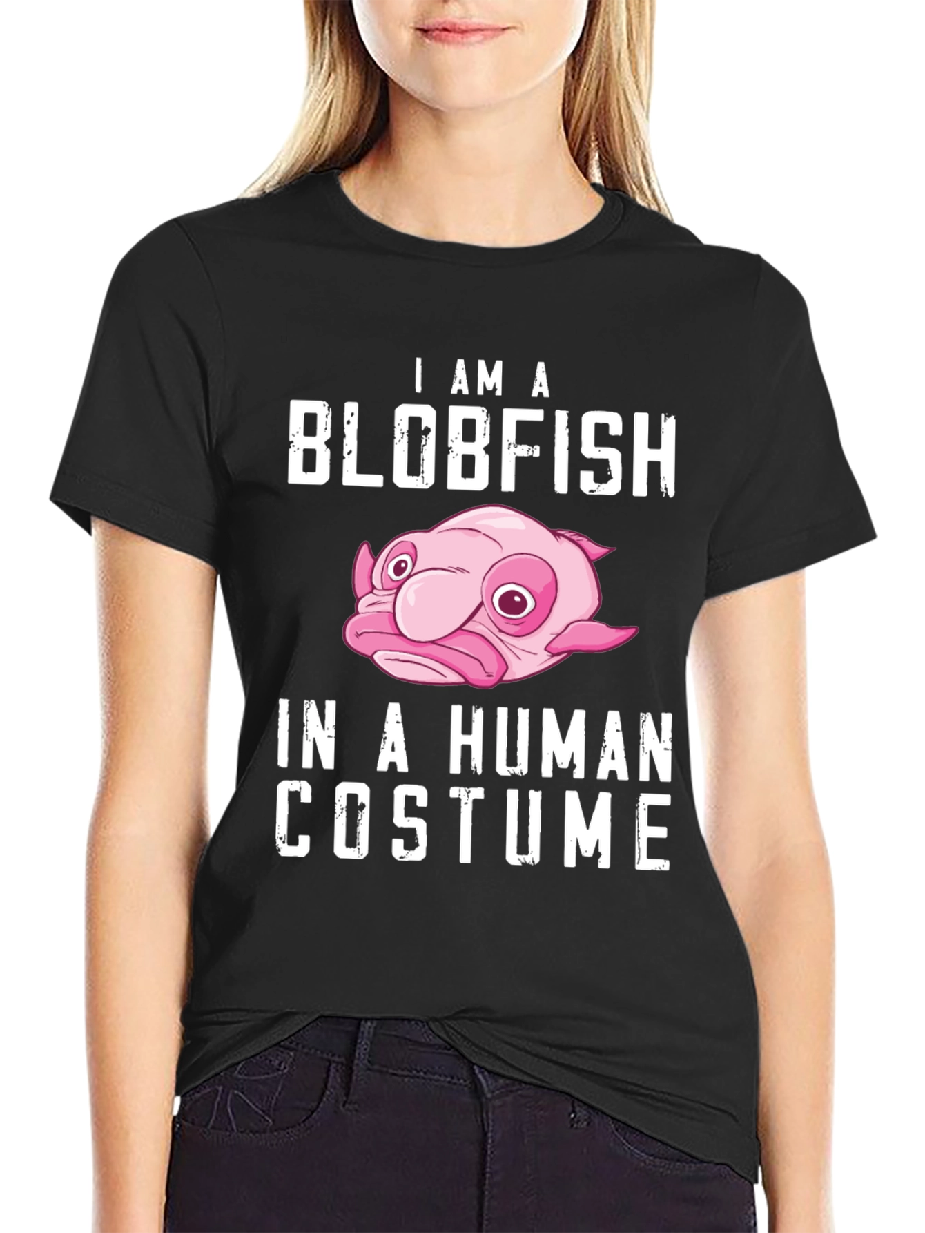 Black Blobfish in Human Costume T-Shirt view 2