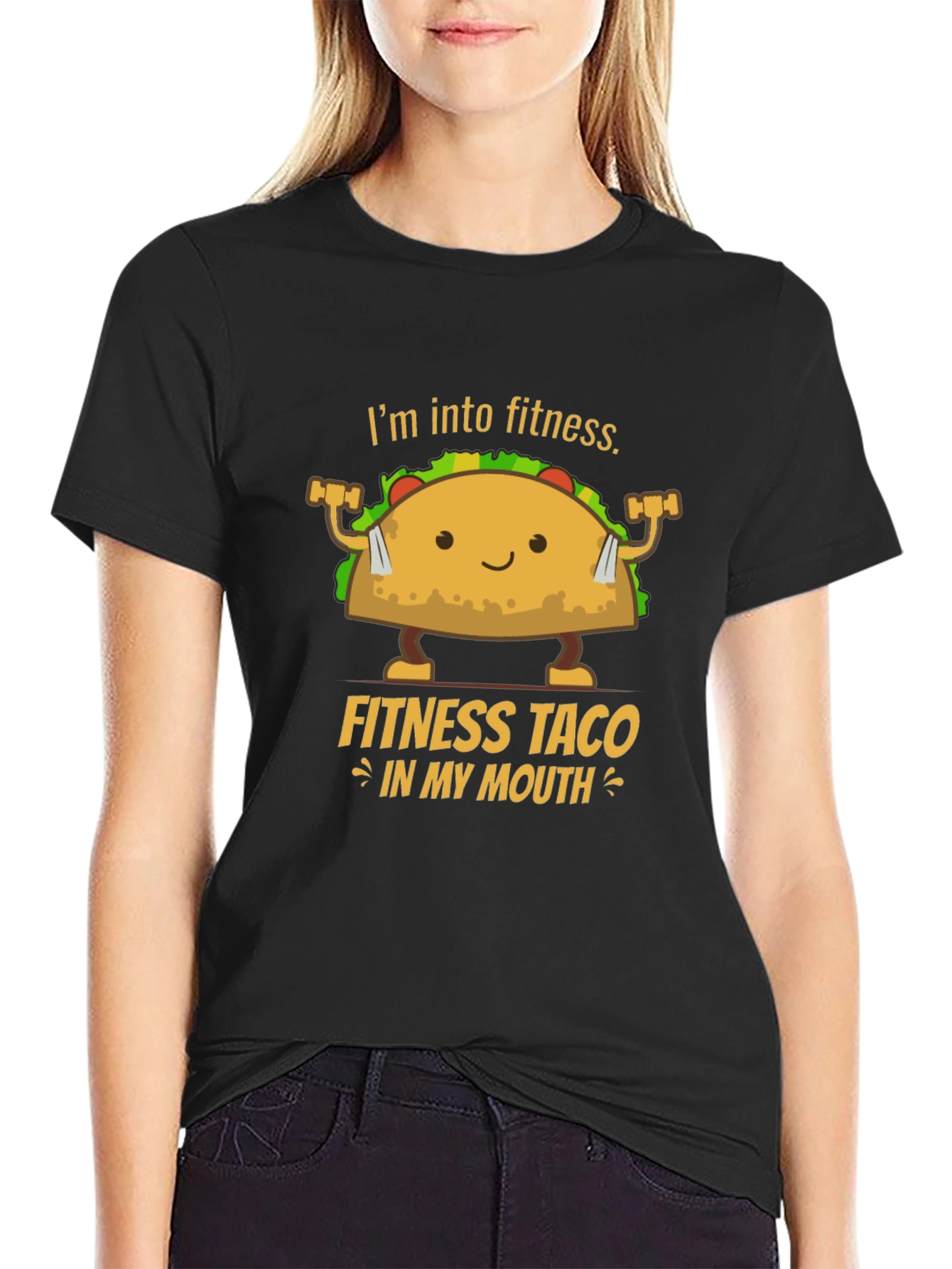 Black Fitness Taco T-Shirt - Humorous Workout Tee view 2