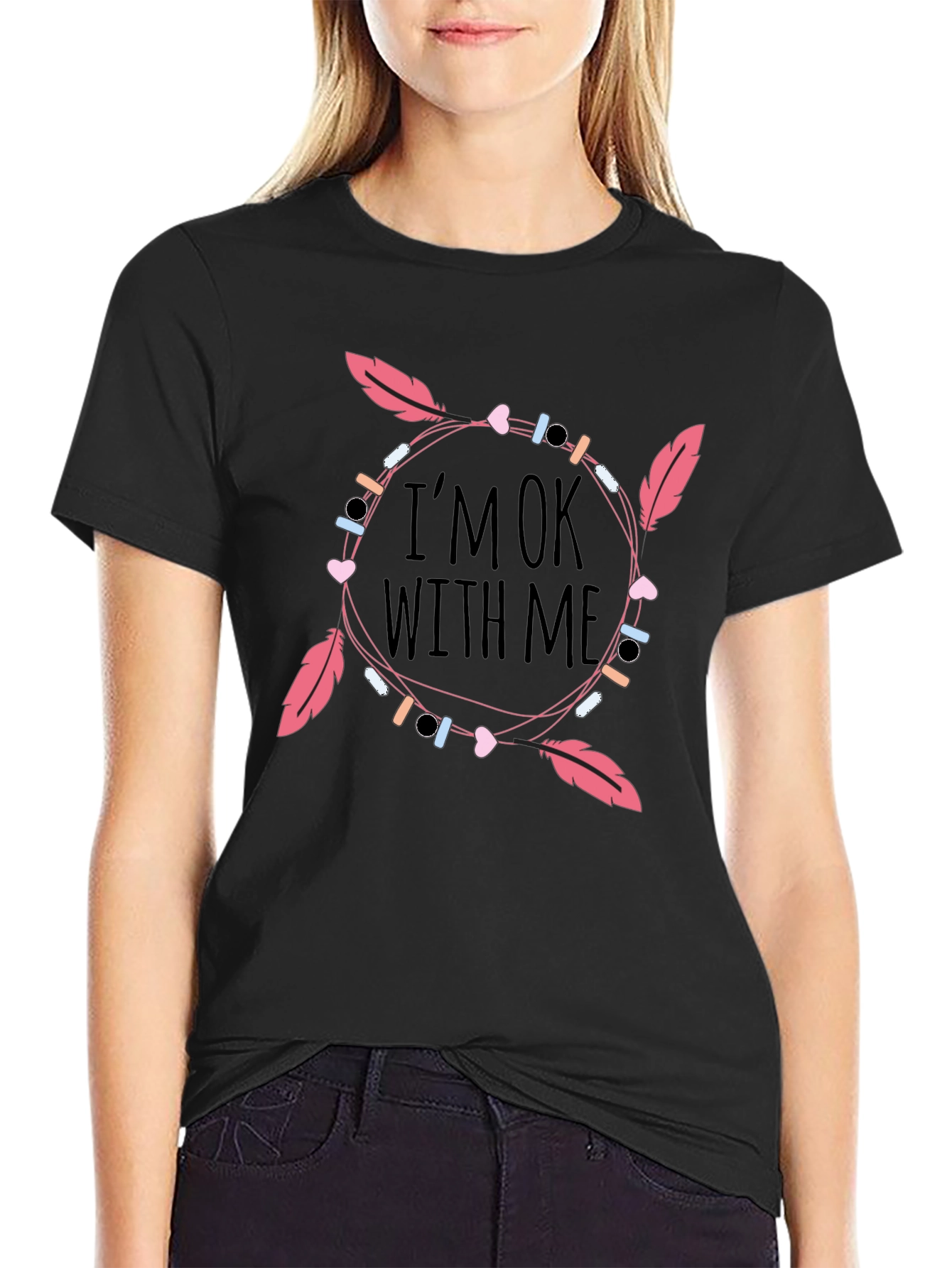 Black I'm OK With Me Graphic T-Shirt view 2