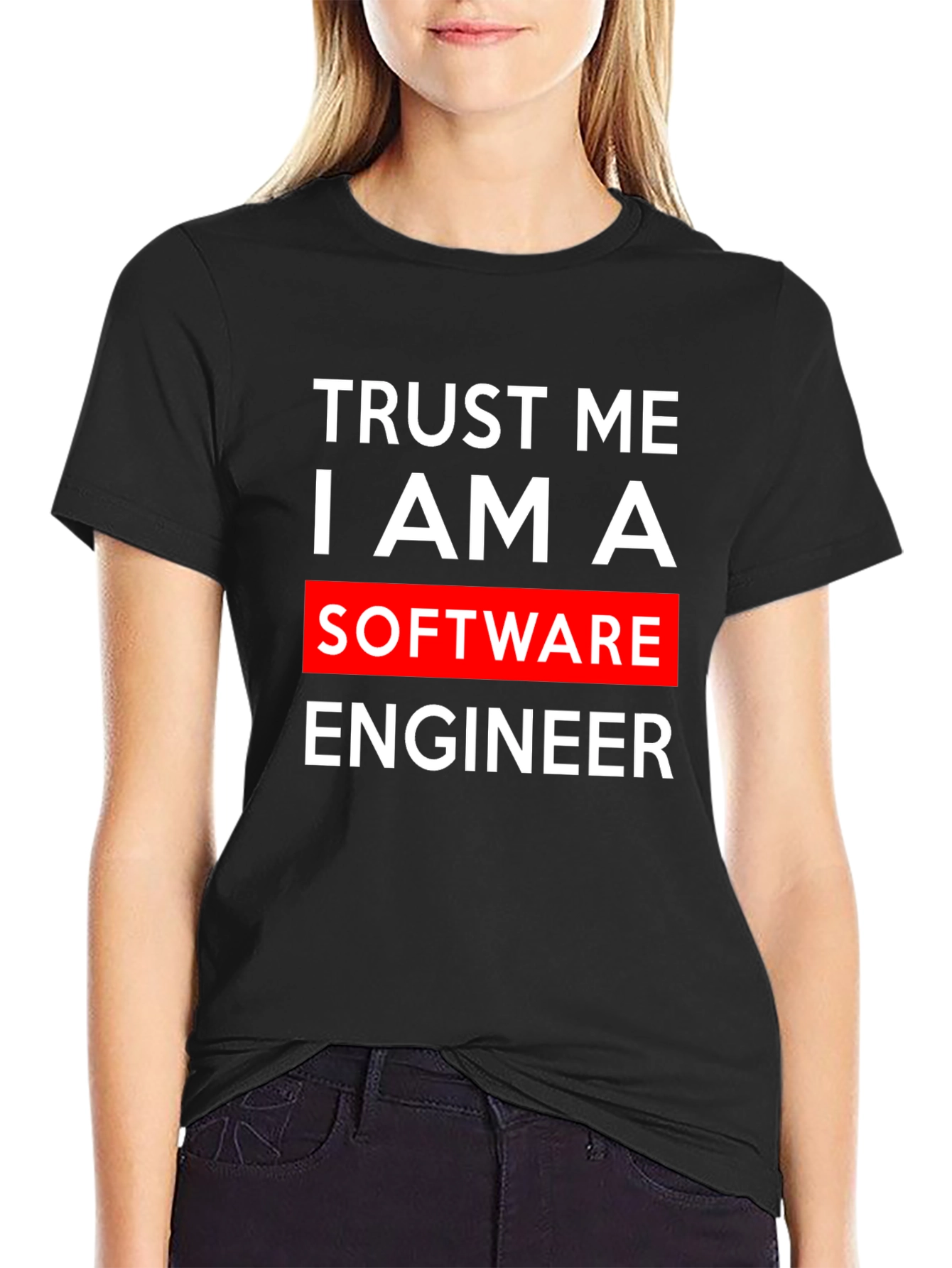 Black Trust Me, I Am A Software Engineer T-Shirt view 2