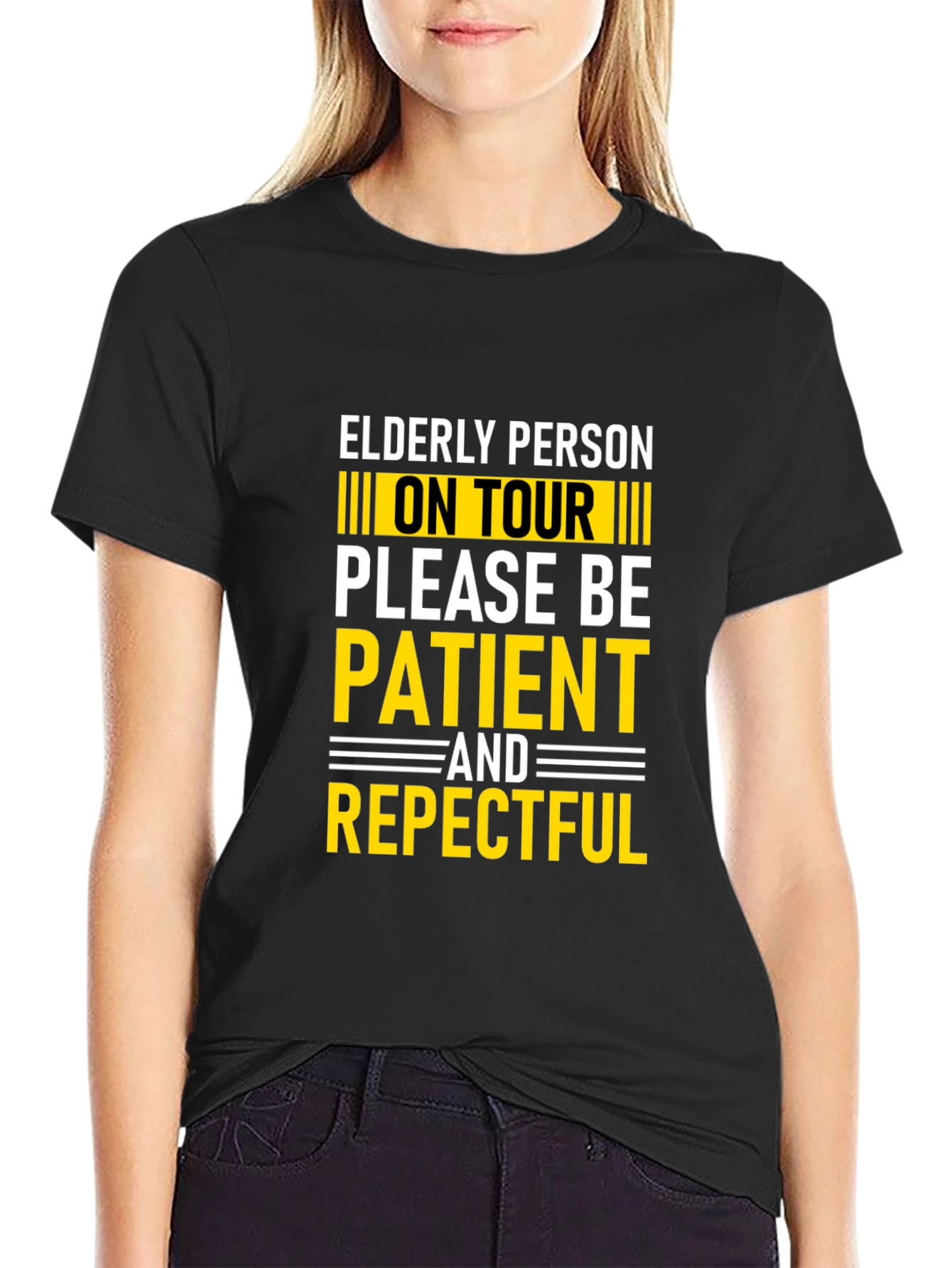 Black Elderly Person On Tour T-Shirt - Be Patient & Respectful view 2