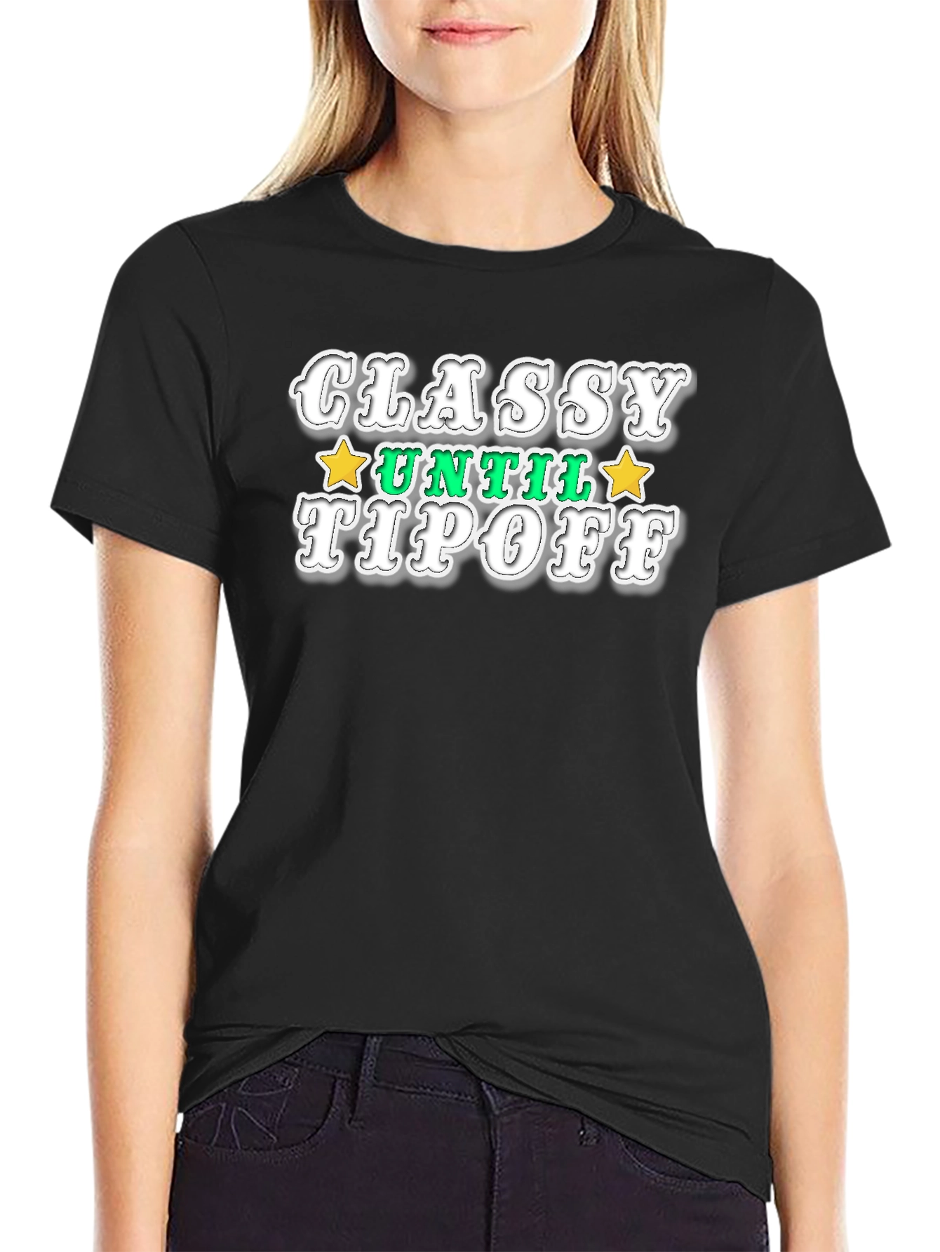 Black Classy Until Tipoff Black Graphic Tee view 2