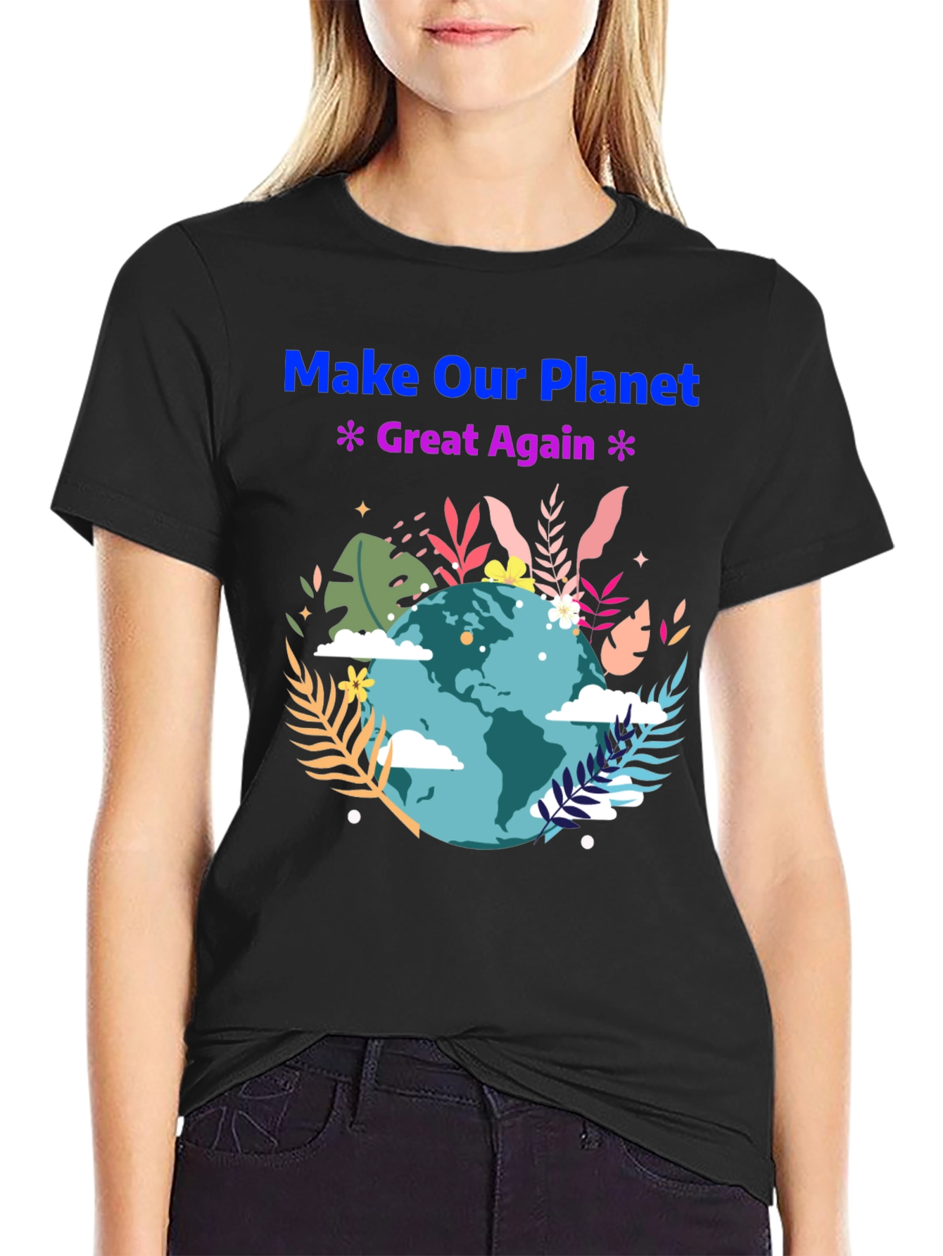 Black Eco-Friendly 'Make Our Planet Great Again' T-Shirt view 2