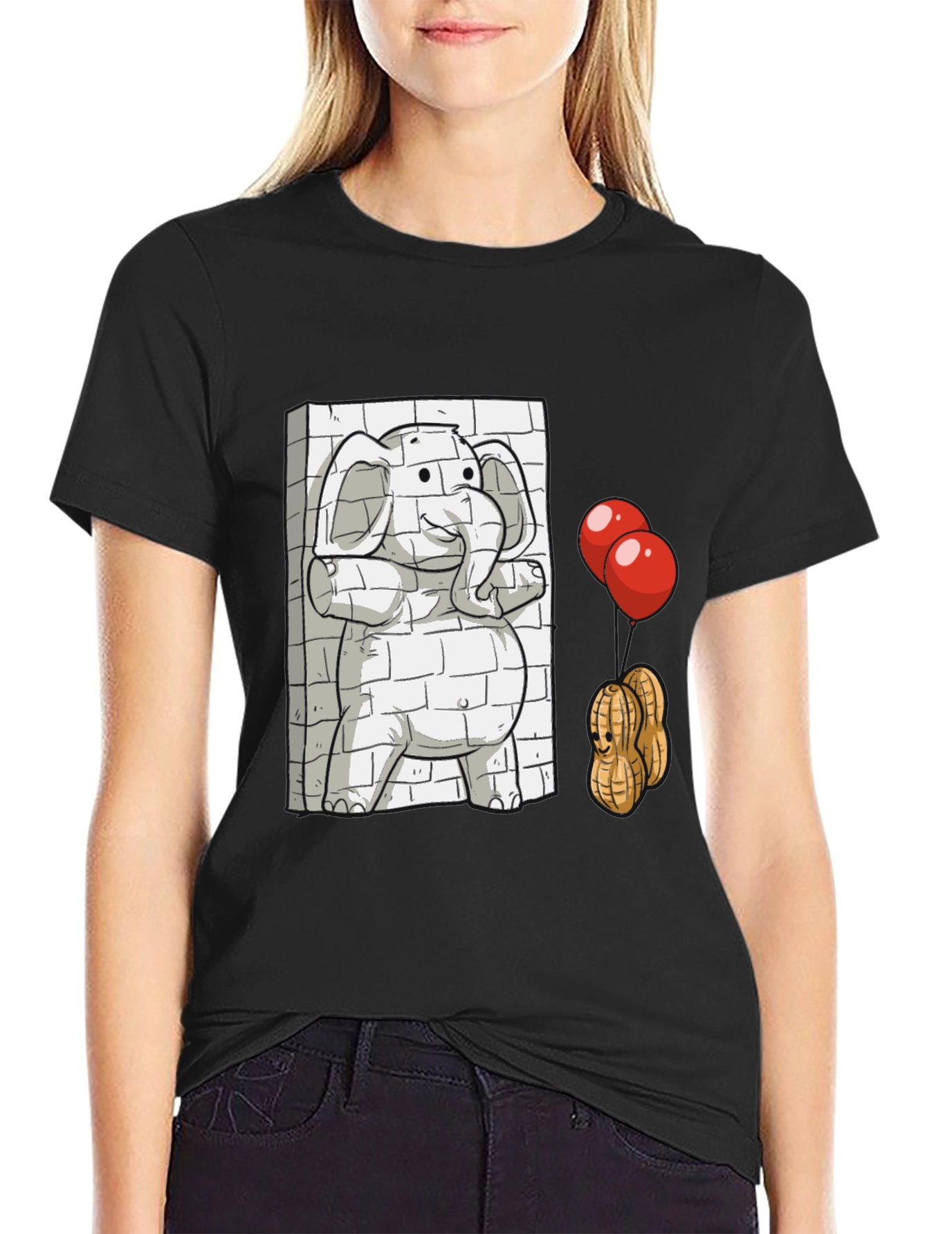 Black Elephant & Peanuts Graphic T-Shirt view 2