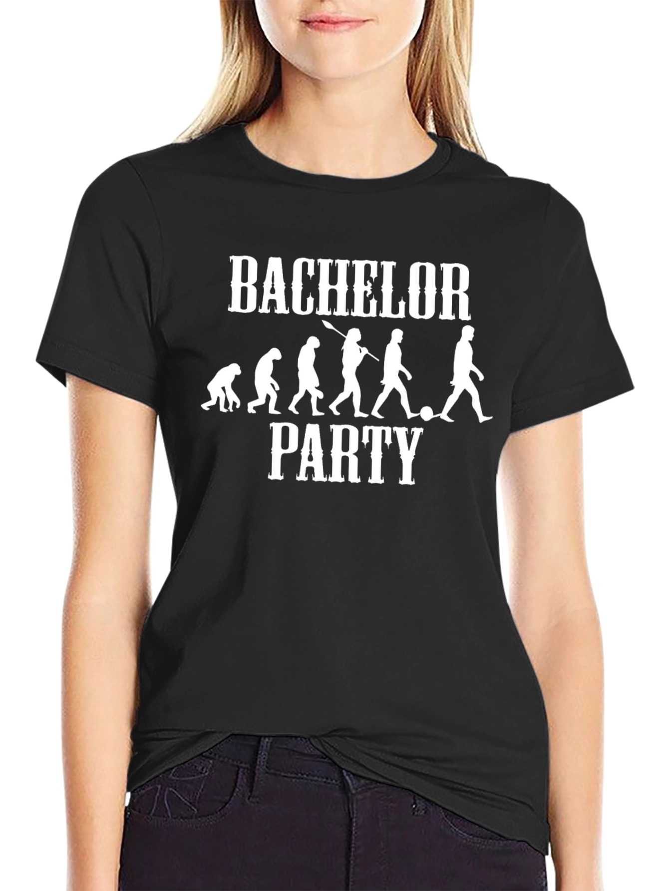 Black Bachelor Party Evolution T-Shirt - Funny Groom Tee view 2