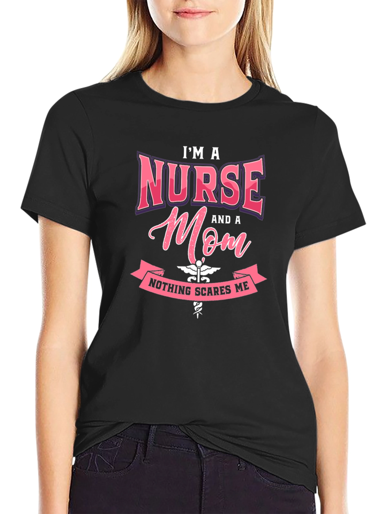 Black I'm A Nurse and a Mom T-Shirt view 2