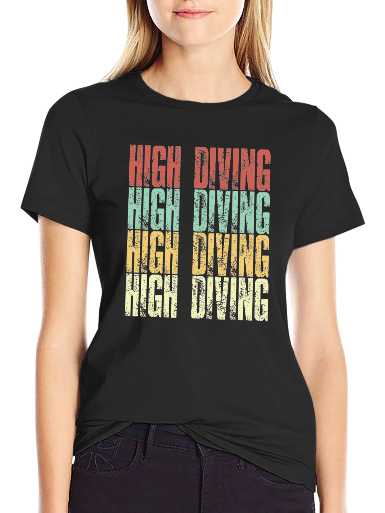 Black High Diving Retro T-Shirt view 2