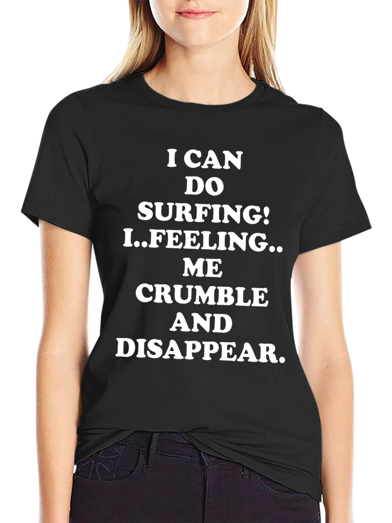 Black Funny "I Can Do Surfing" Graphic Tee view 2