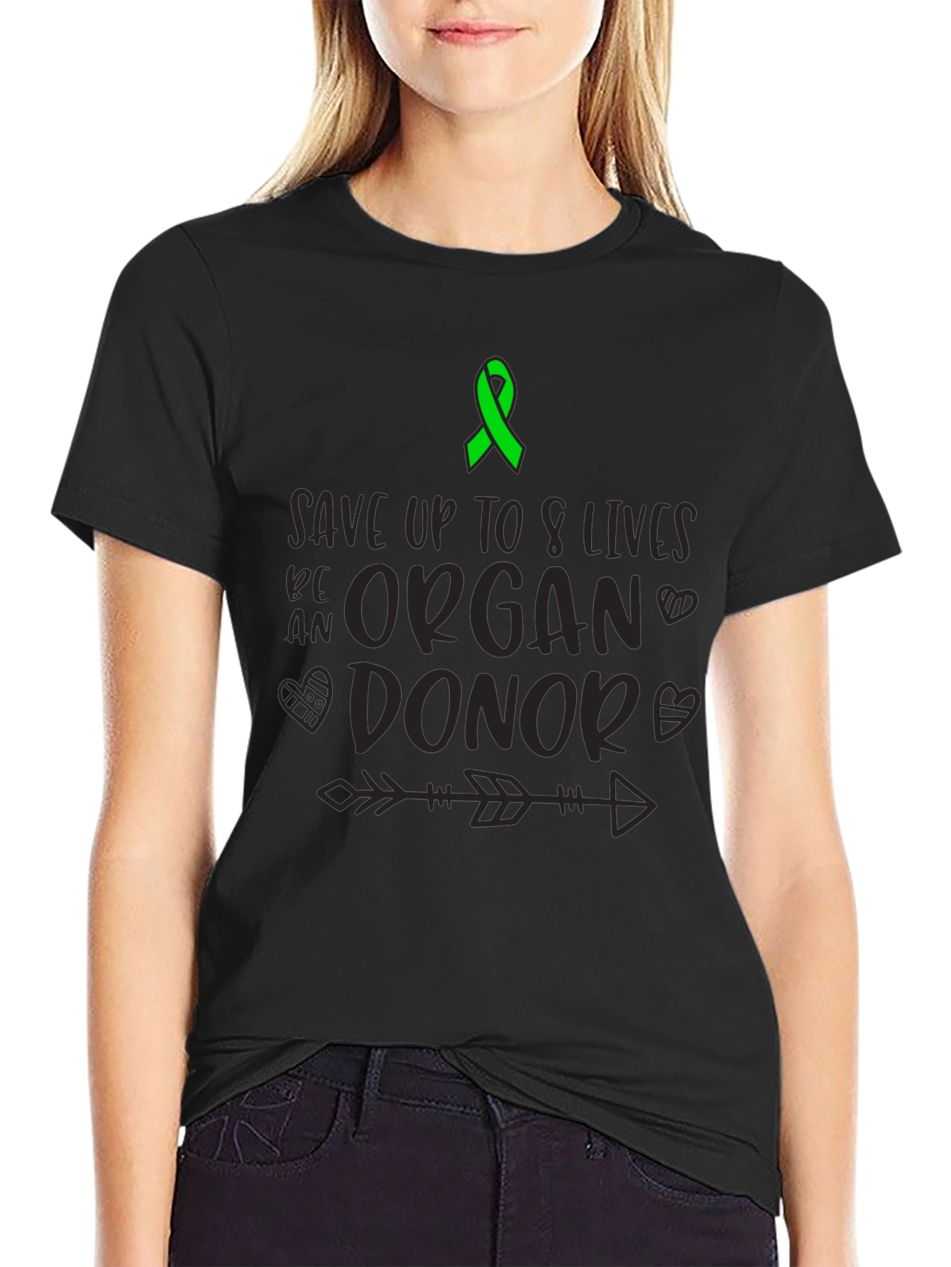 Black Organ Donor Awareness T-Shirt Save 8 Lives view 2
