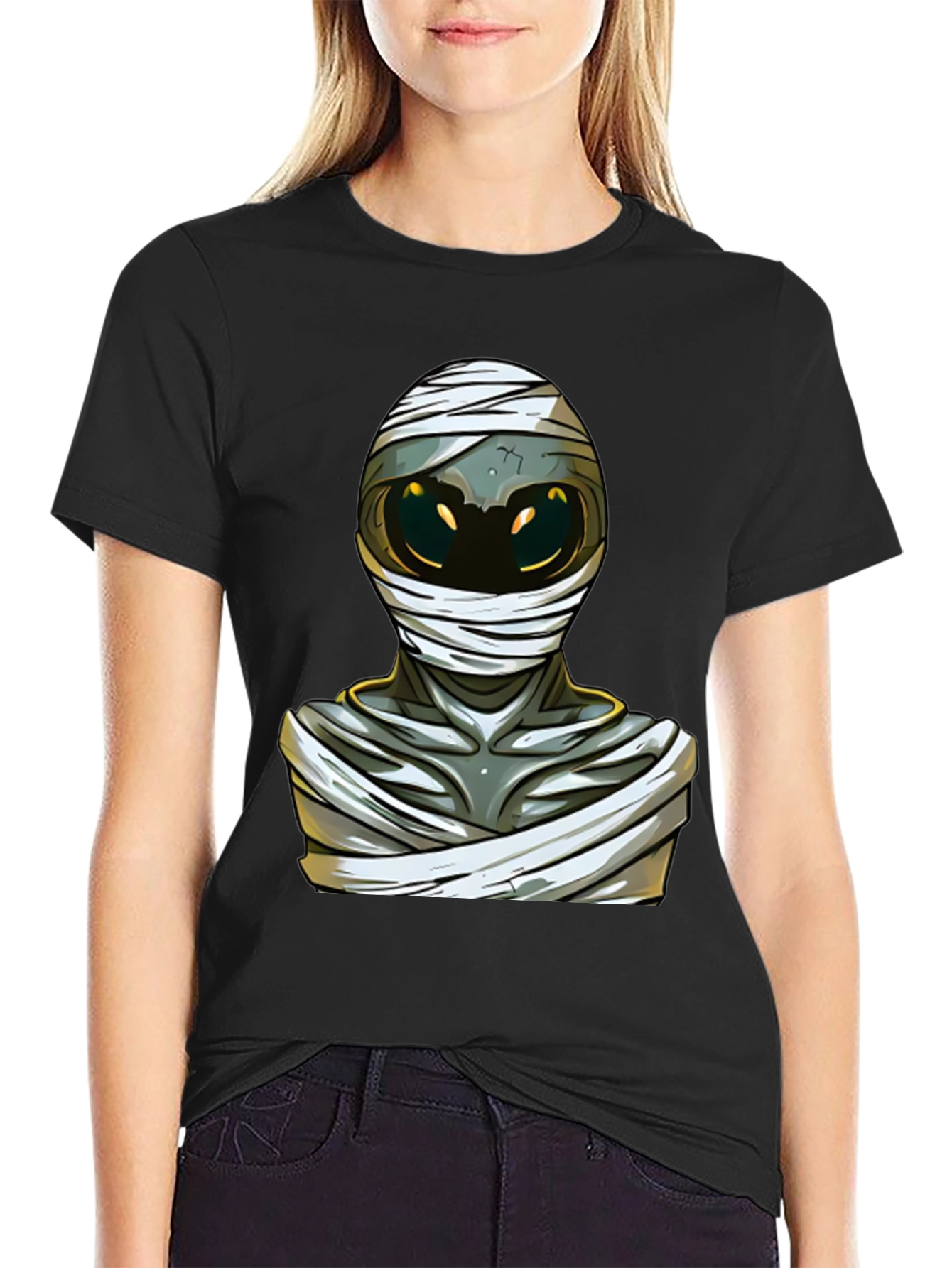Black Mummy Graphic Tee - Unique Halloween Design view 2