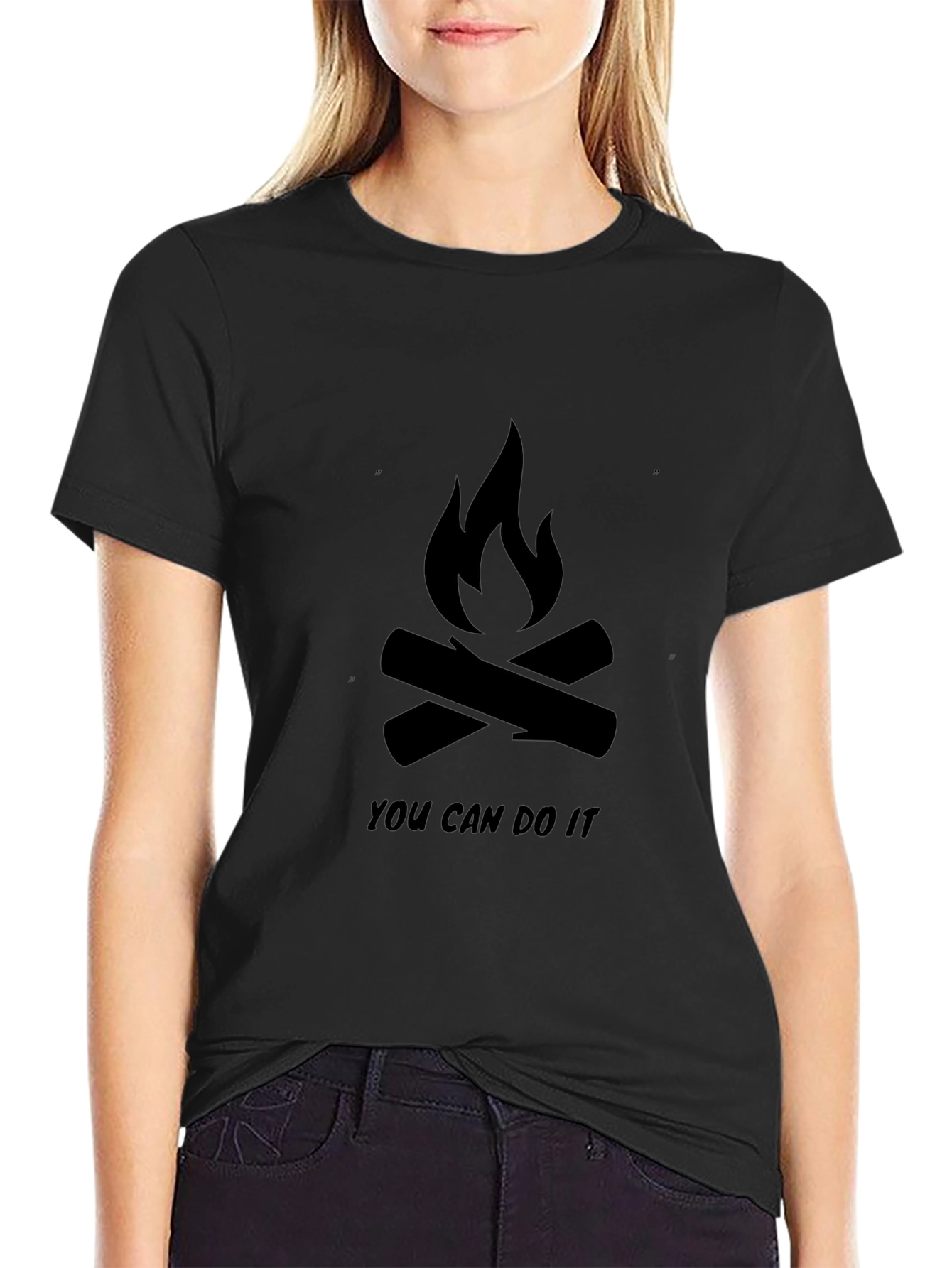 Black Motivational Campfire Graphic T-Shirt view 2