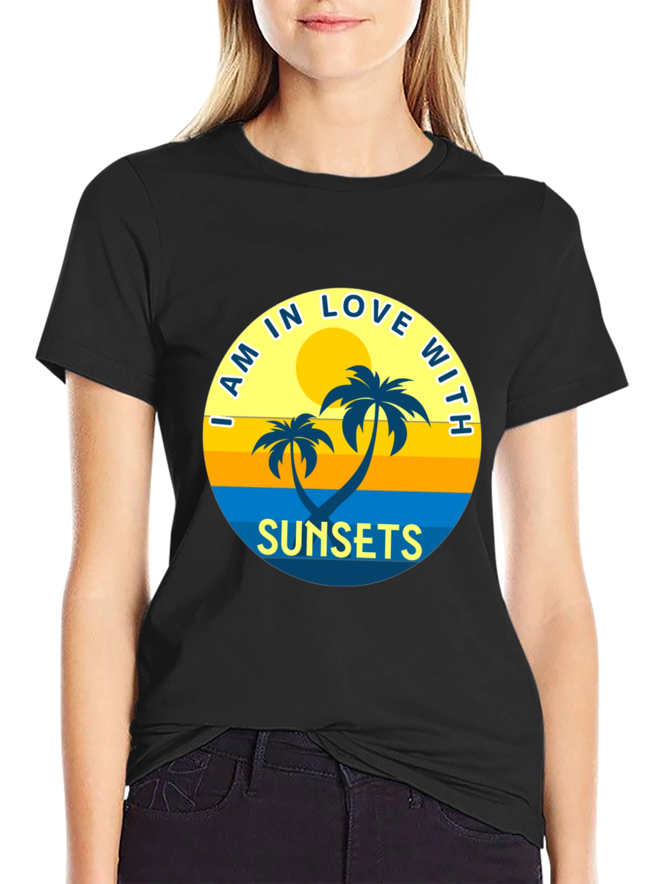 Black Sunset Palms Graphic T-Shirt view 2