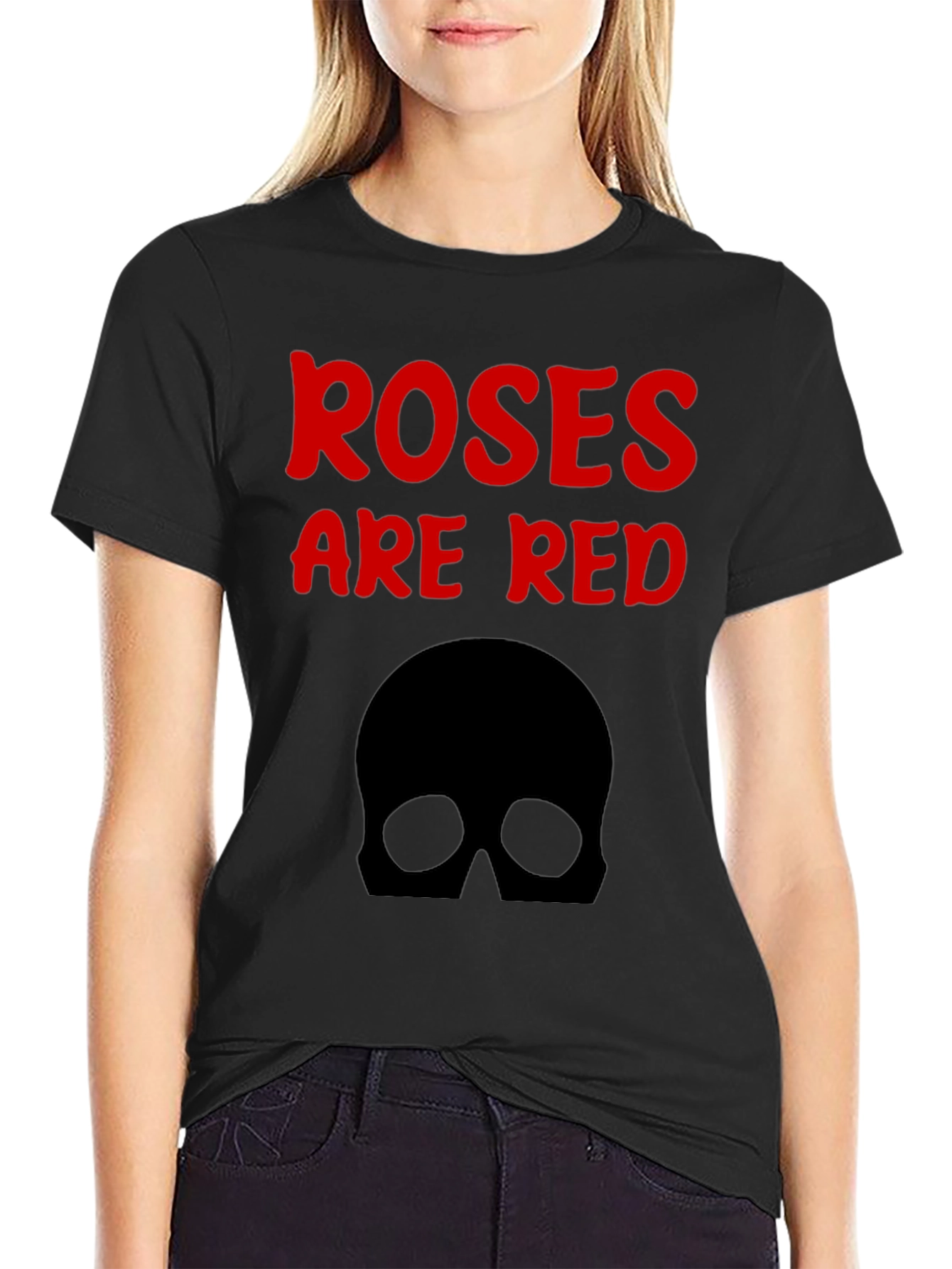 Black Roses Are Red Skull Graphic Tee view 2