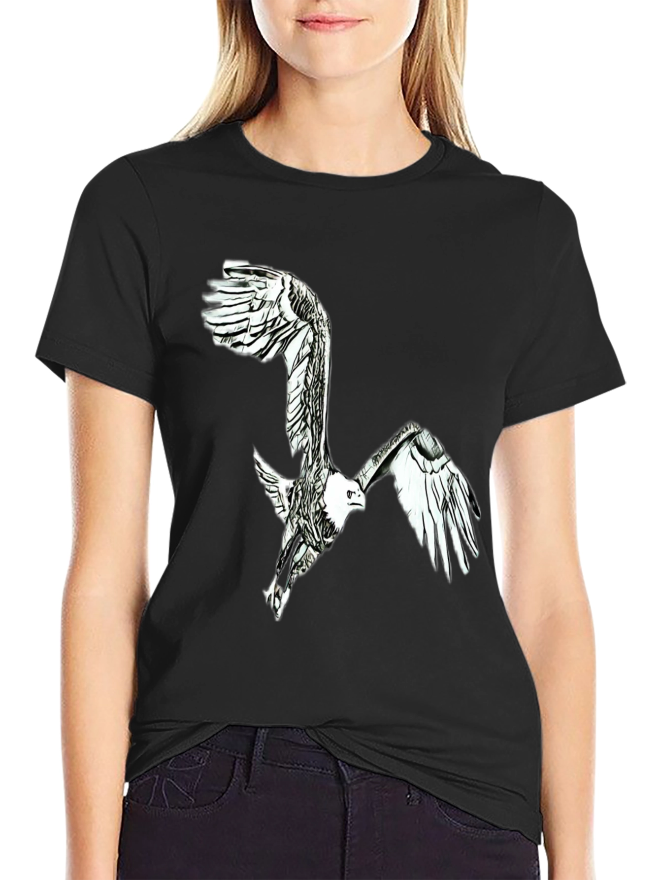 Black Eagle Graphic Black T-Shirt - Men's Fashion view 2