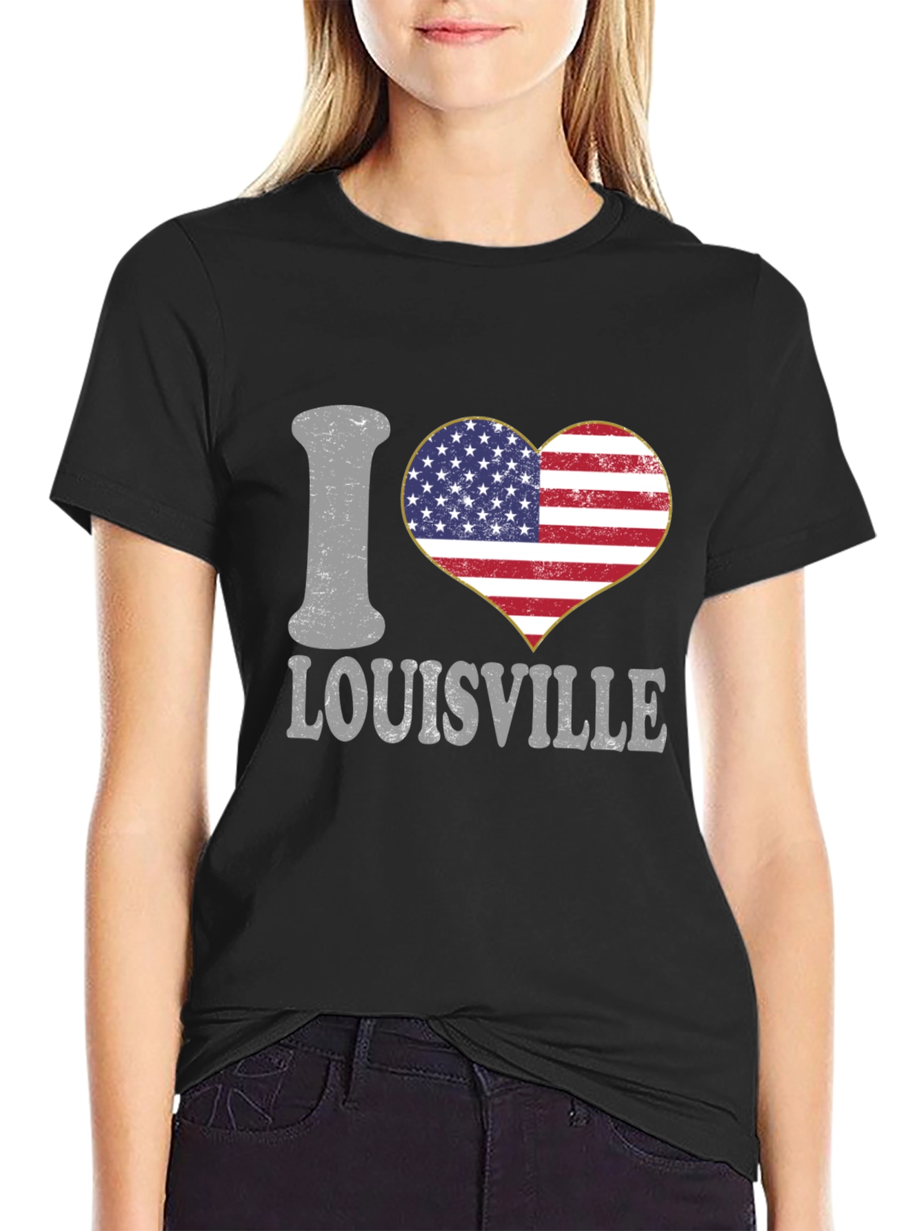 Black I Heart Louisville T-Shirt view 2