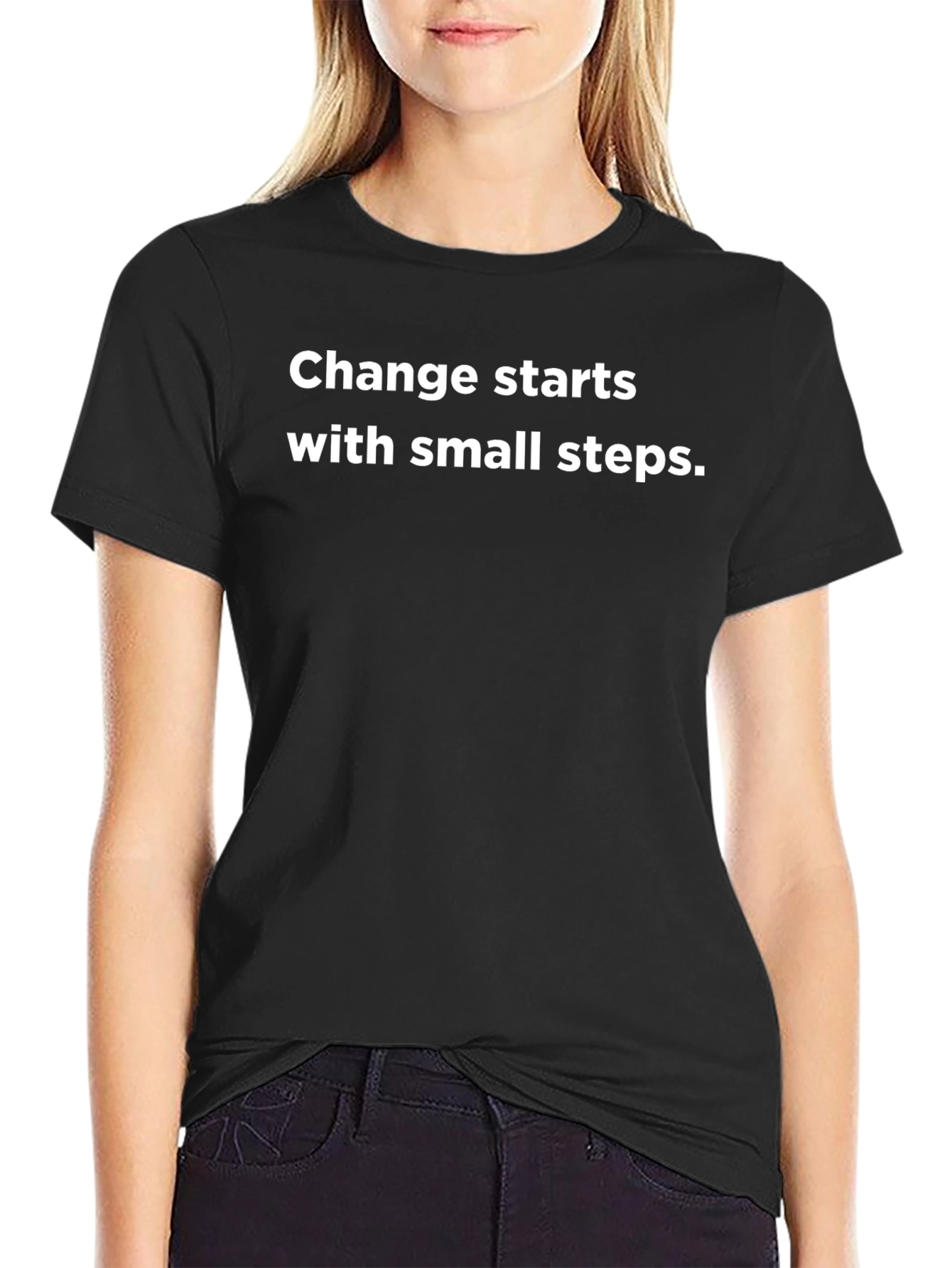 Black Change Starts With Small Steps Black Tee view 2