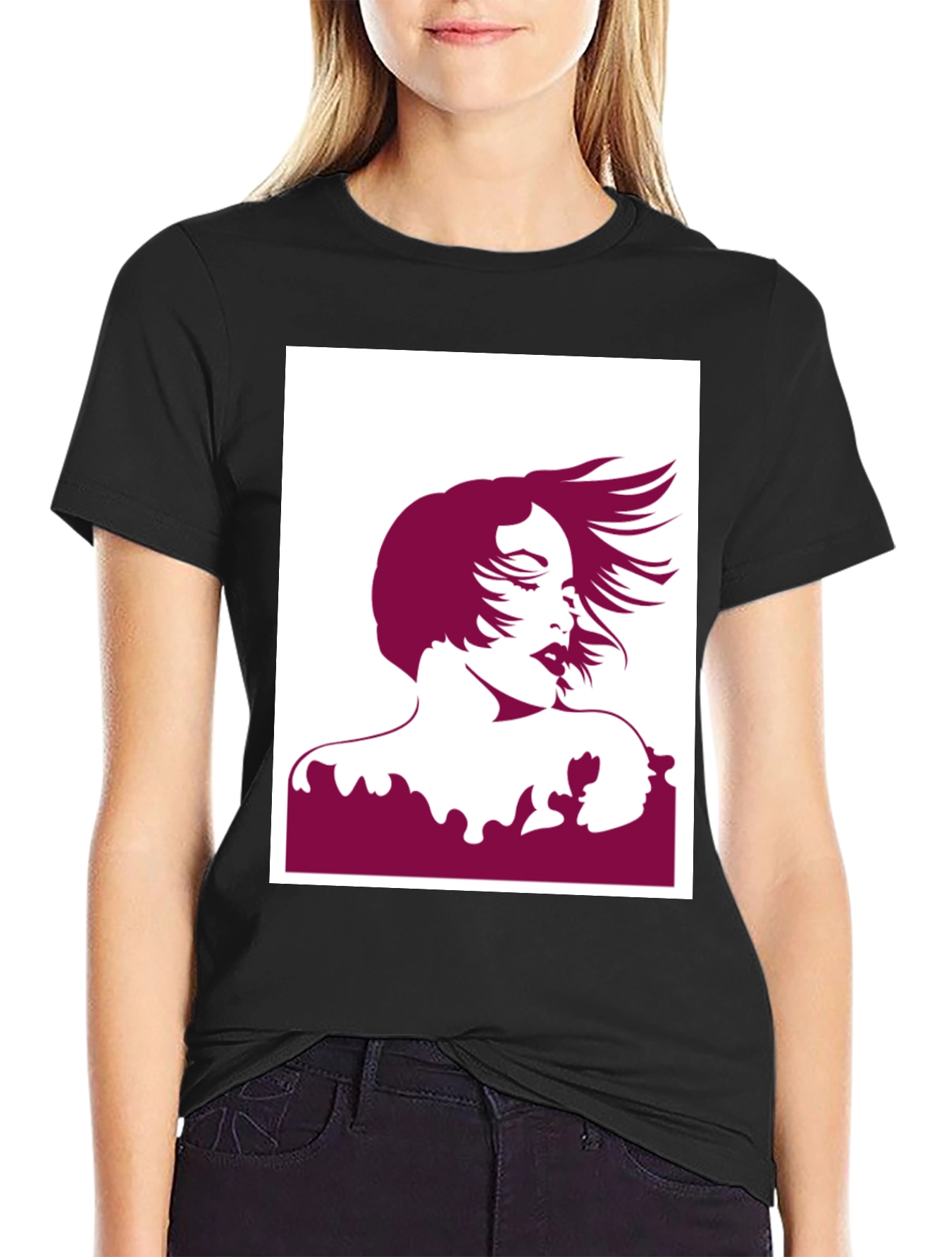 Black Silhouette Graphic Tee - Black Cotton Blend view 2