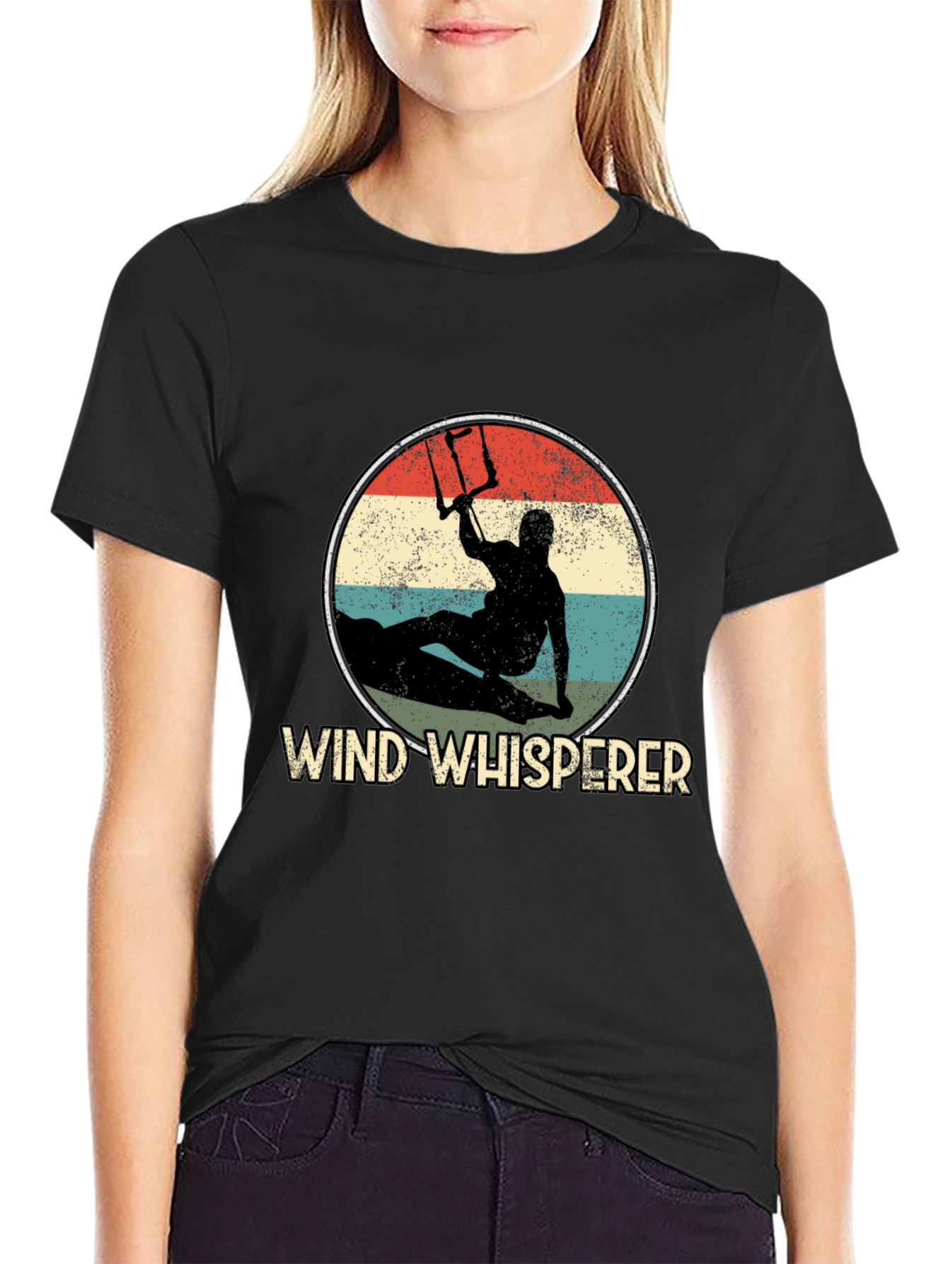 Black Wind Whisperer Kitesurfing Graphic Tee view 2