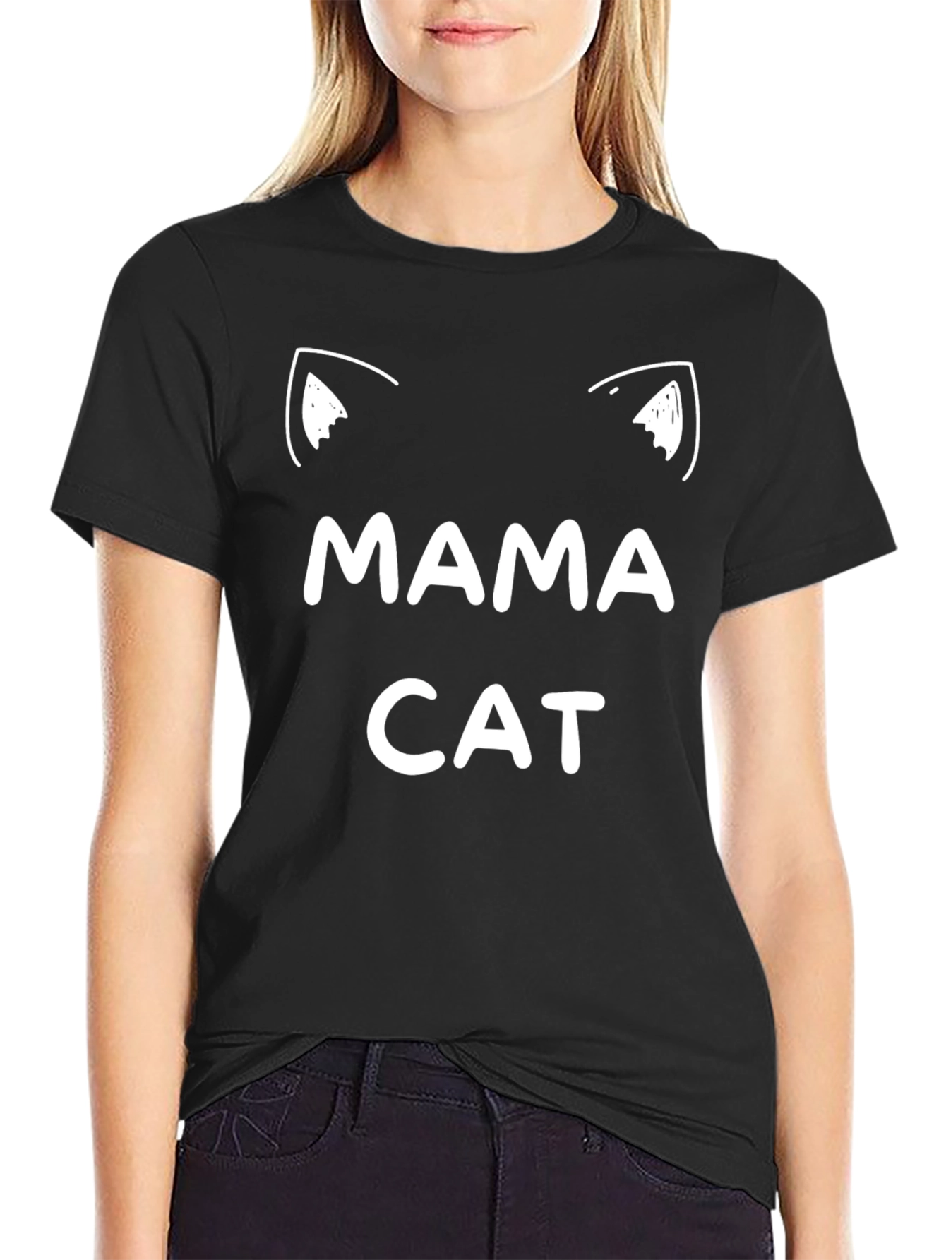 Black Mama Cat T-Shirt - Fun Cat Lover Tee view 2