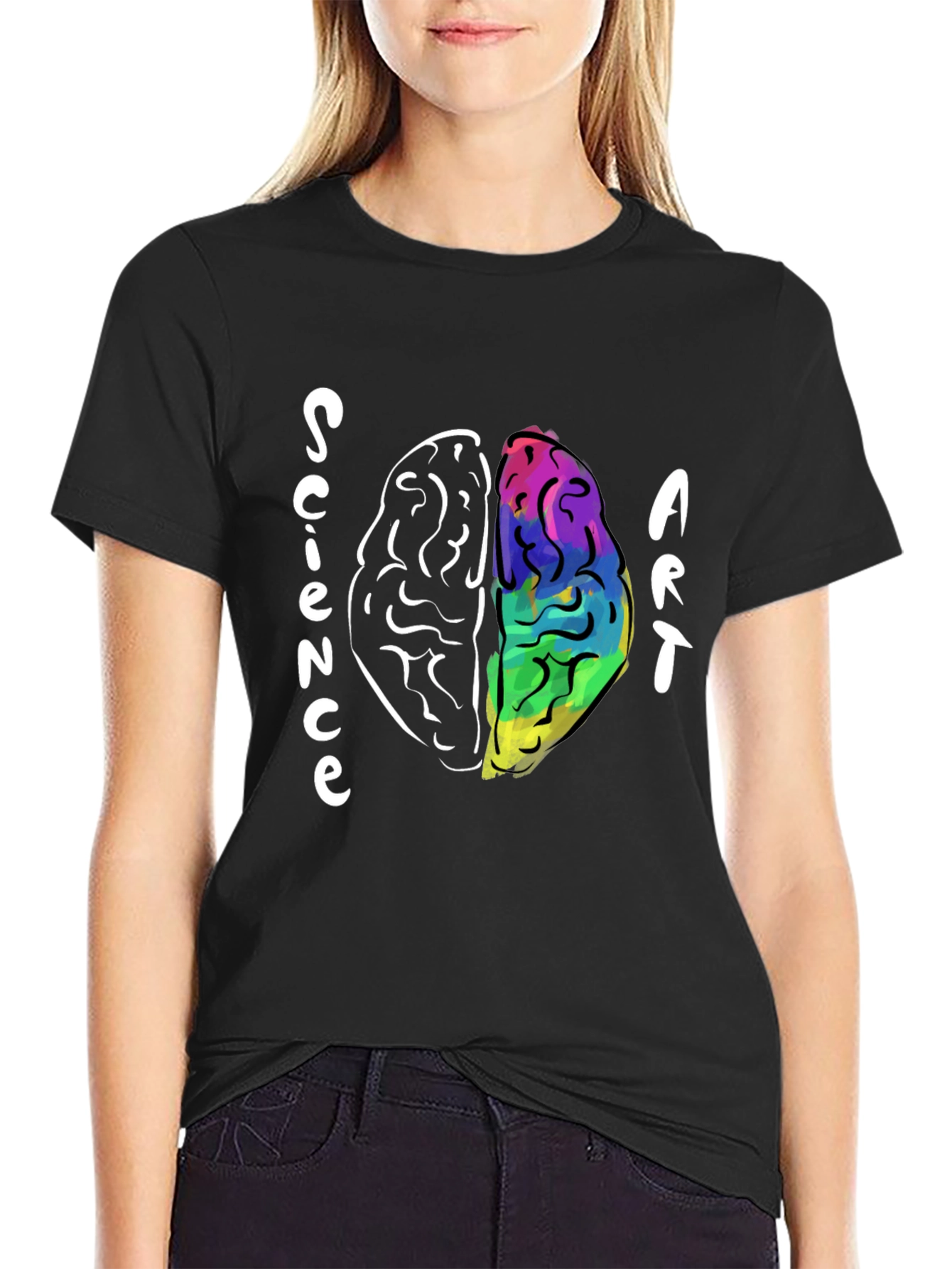 Black Science Meets Art Brain T-Shirt view 2