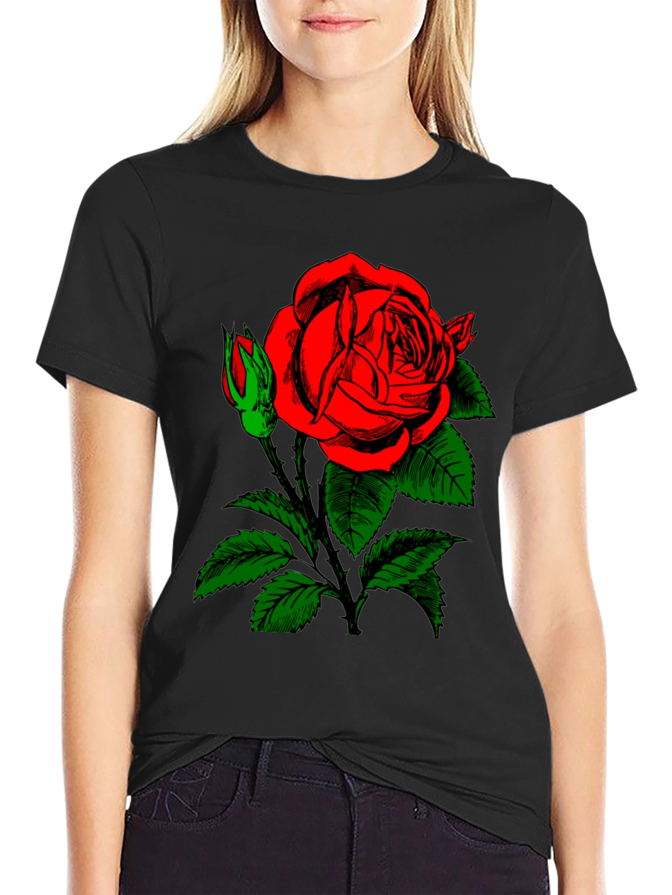 Black Rose Graphic Black T-Shirt view 2