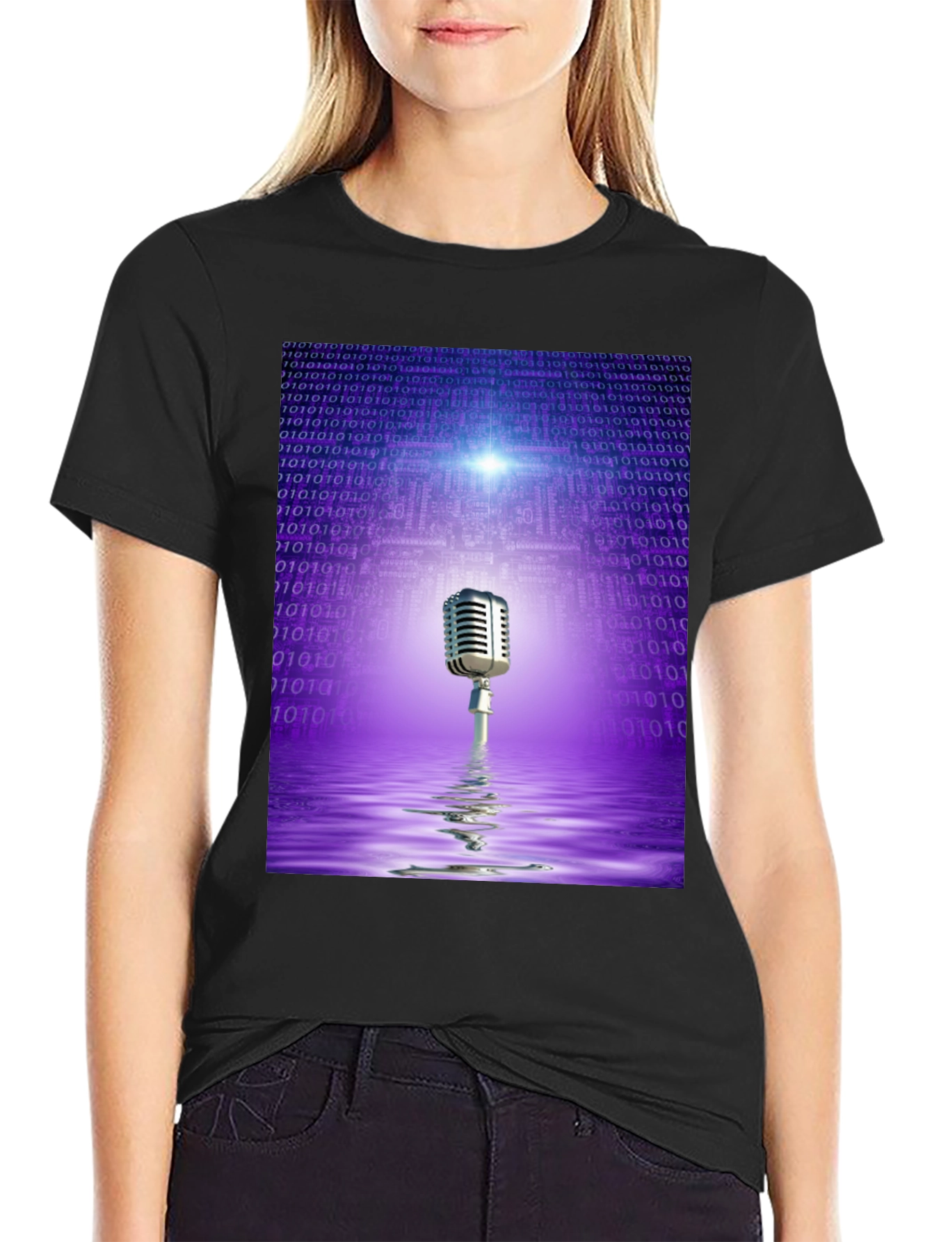 Black Retro Tech Microphone T-Shirt - Black view 2