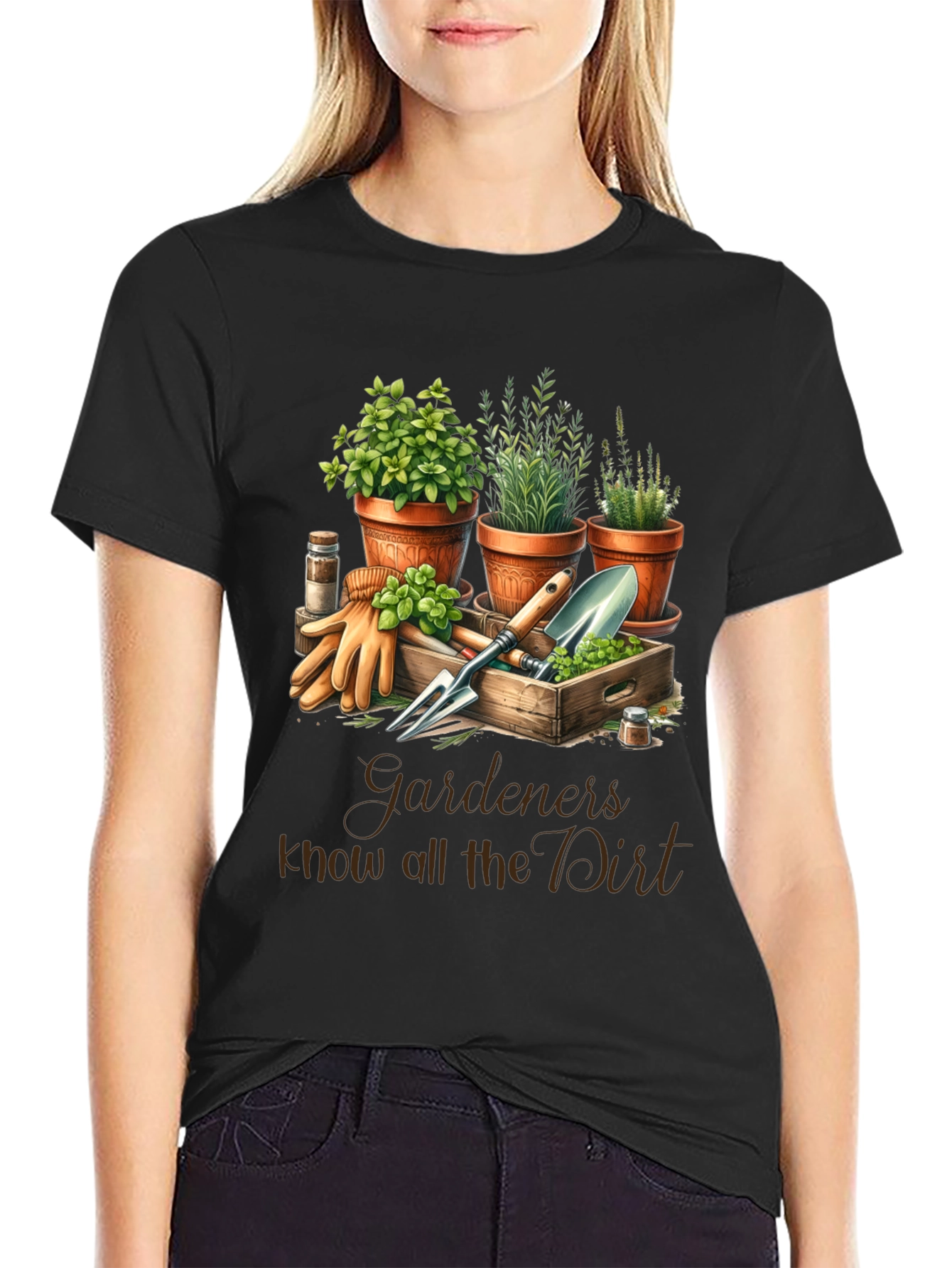 Black Gardener's Know All the Dirt T-Shirt view 2