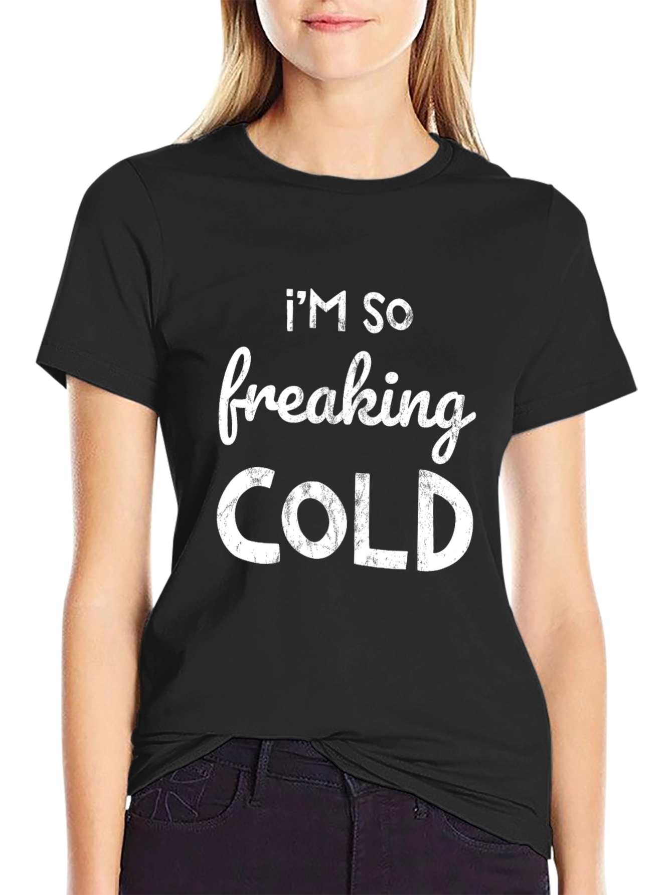 Black I'm So Freaking Cold Graphic T-Shirt view 2