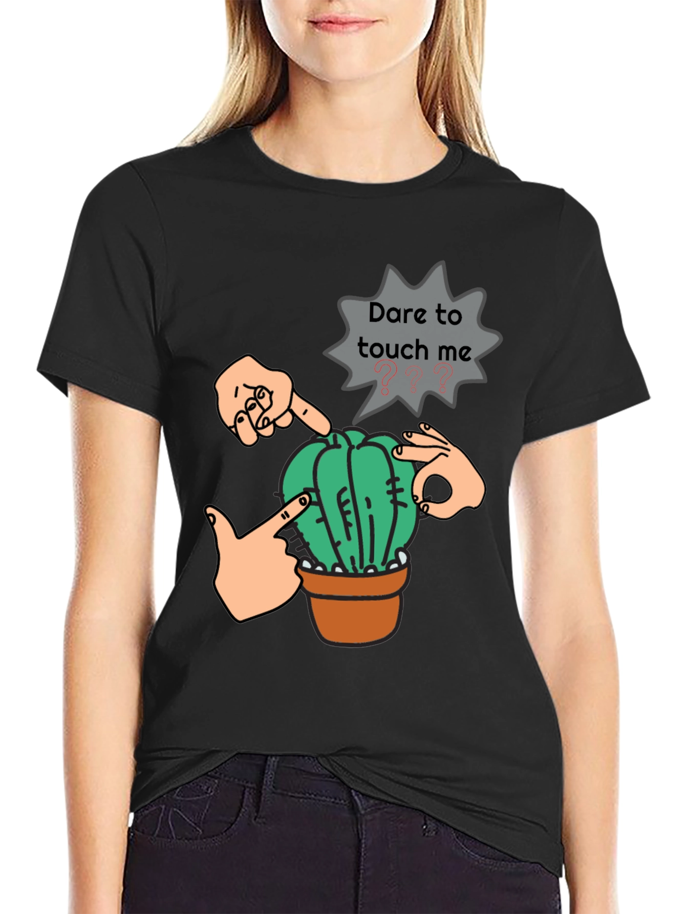 Black Dare to Touch Cactus Graphic Tee view 2