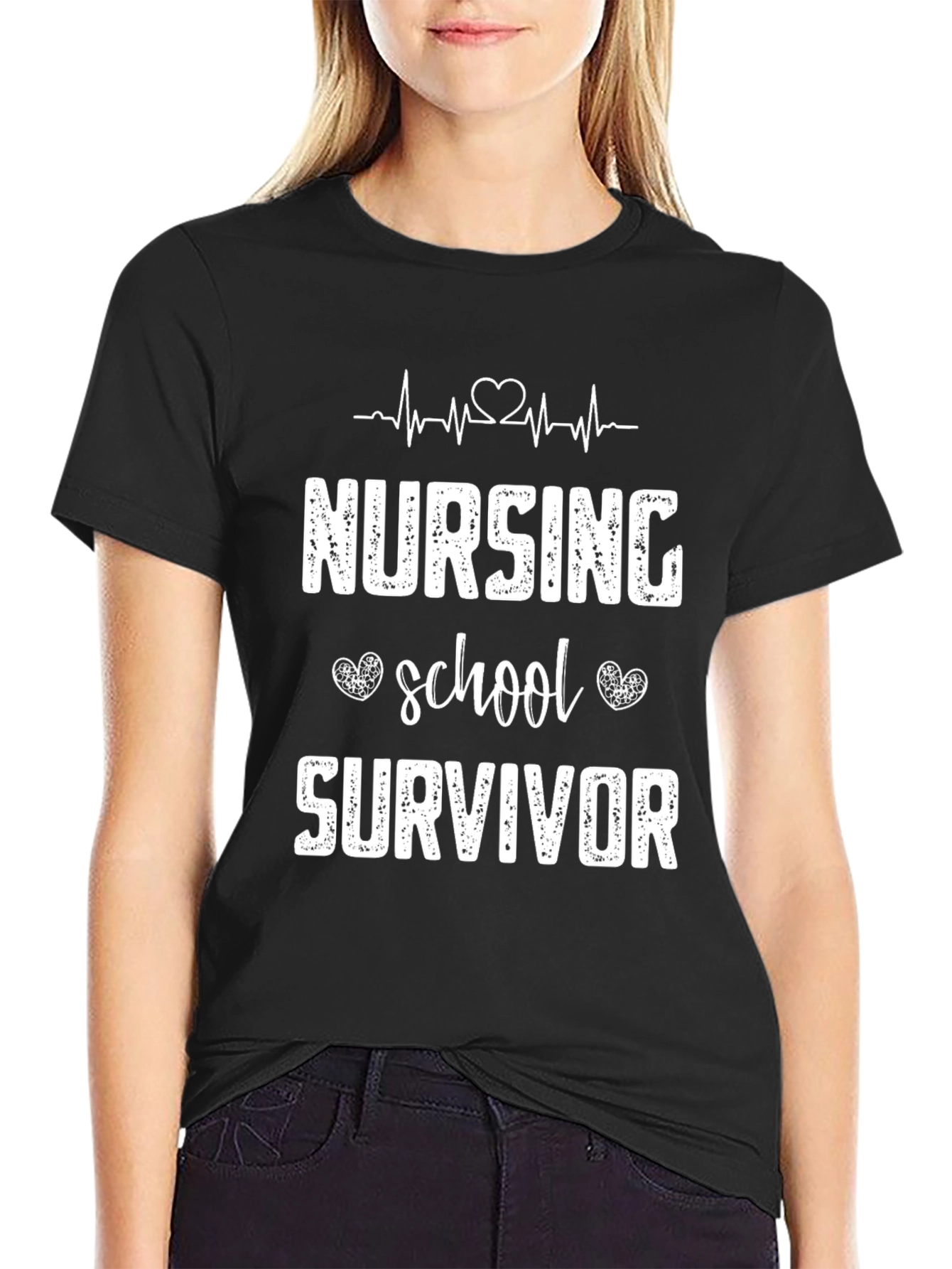 Black Nursing School Survivor T-Shirt - Black view 2
