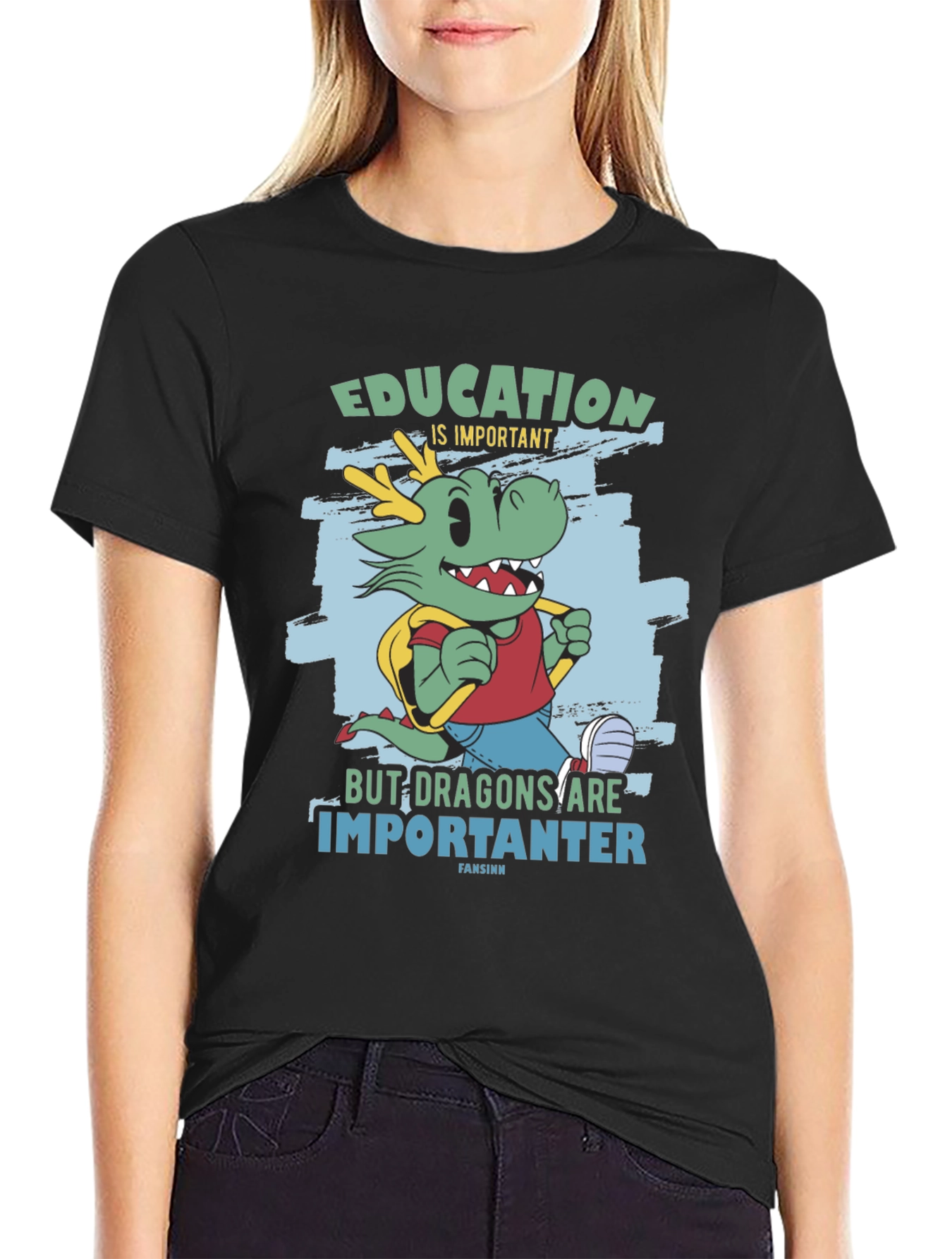 Black Education Dragon Graphic T-Shirt view 2