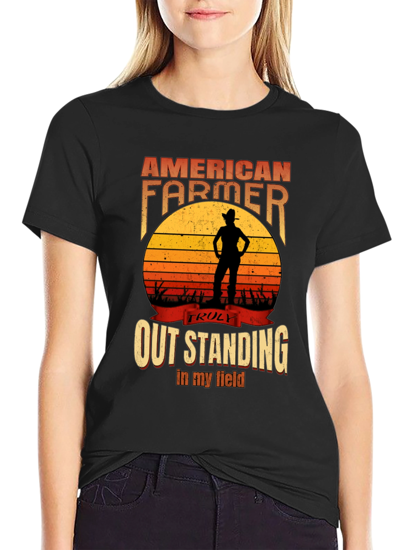 Black American Farmer Graphic T-Shirt - Outstanding in My Field view 2