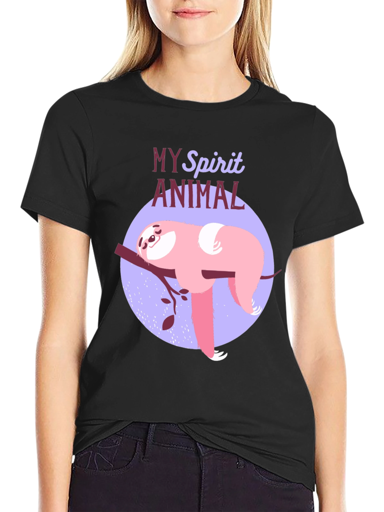 Black My Spirit Animal Sloth T-Shirt view 2