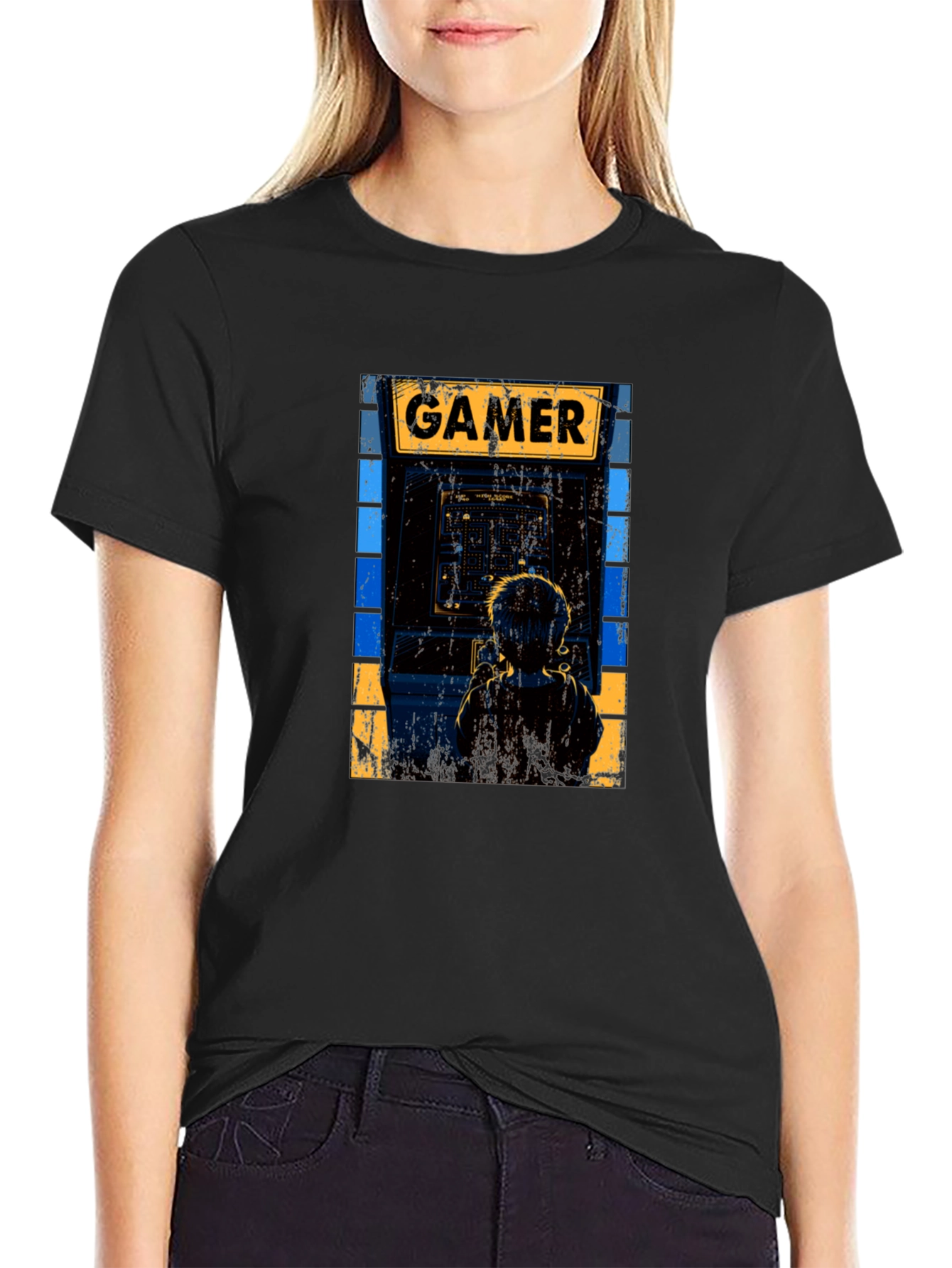 Black Retro Gamer Arcade T-Shirt view 2