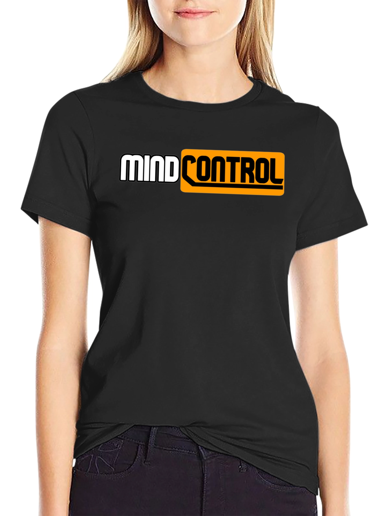 Black Mind Control Graphic Tee - Black Cotton T-Shirt view 2