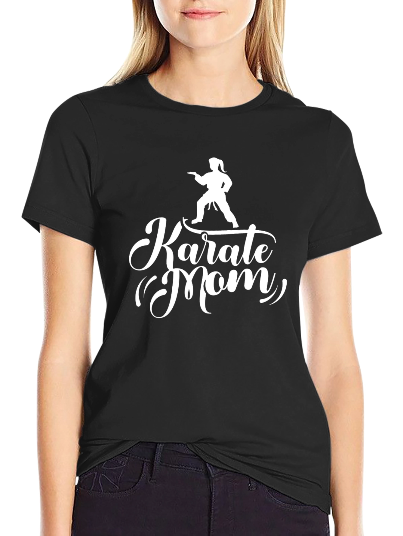 Black Karate Mom Black T-Shirt view 2
