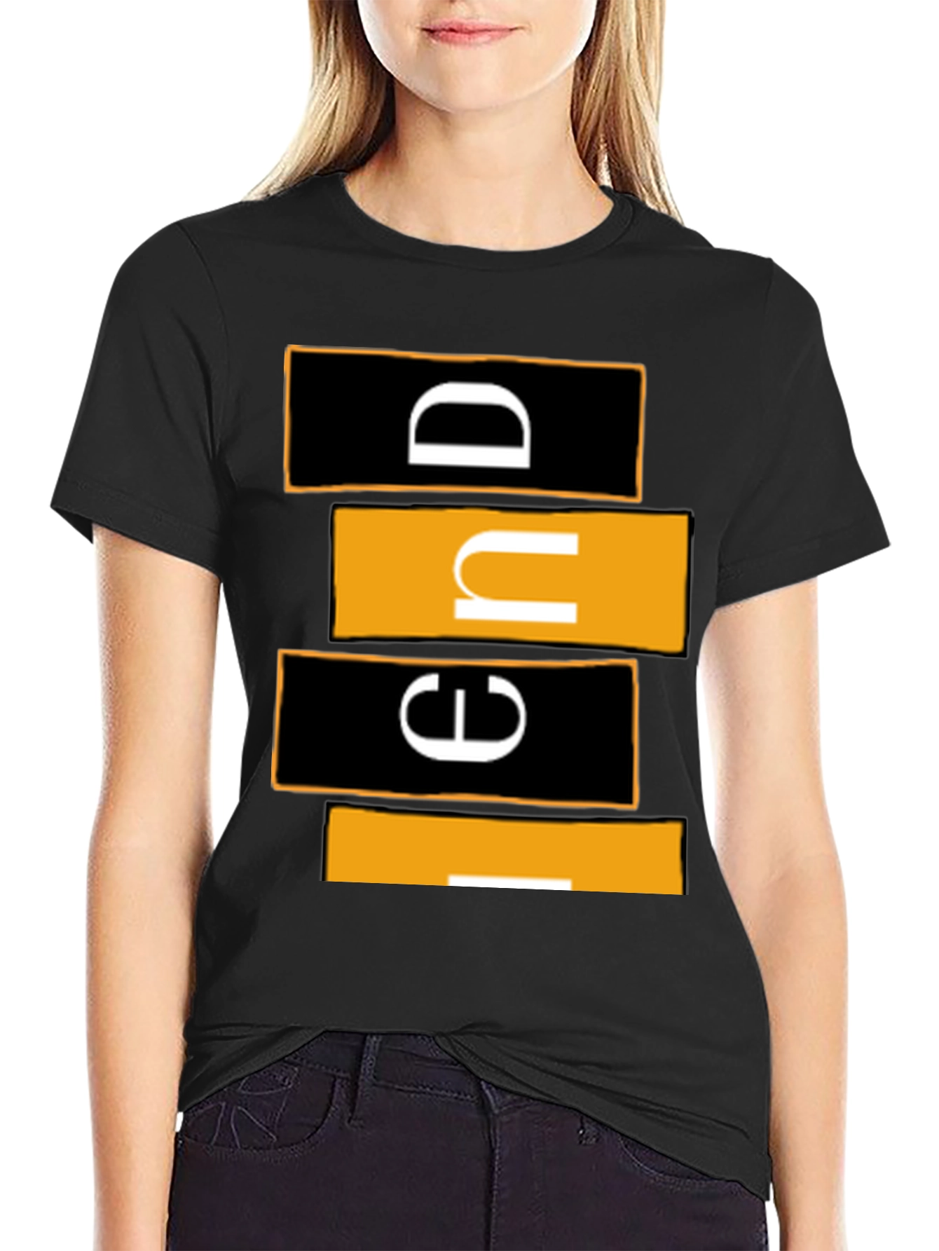 Black Modern Graphic Tee - Abstract Lettering view 2