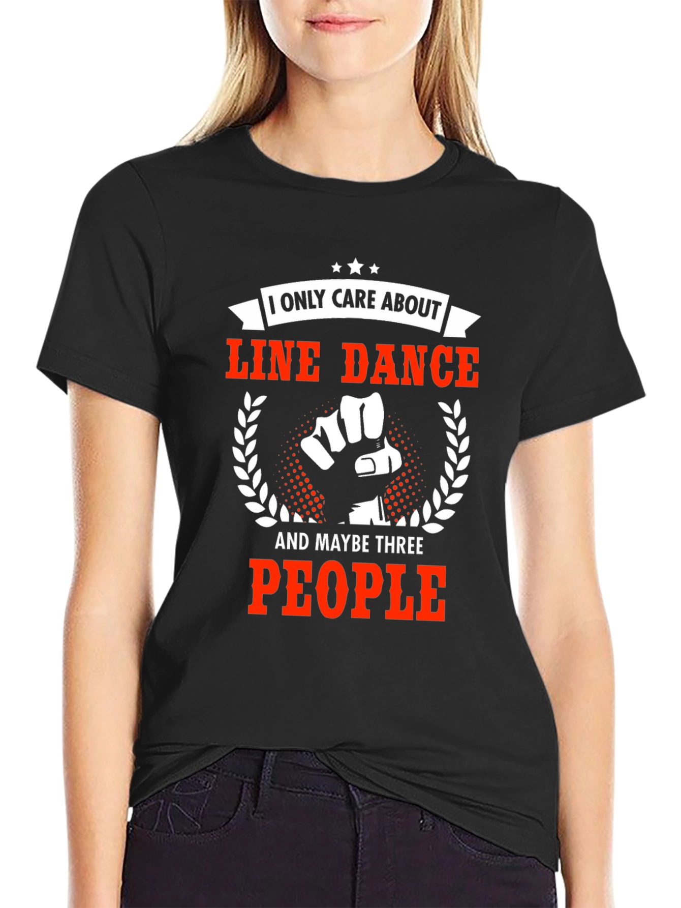 Black Line Dance T-Shirt - I Only Care About Line Dance view 2